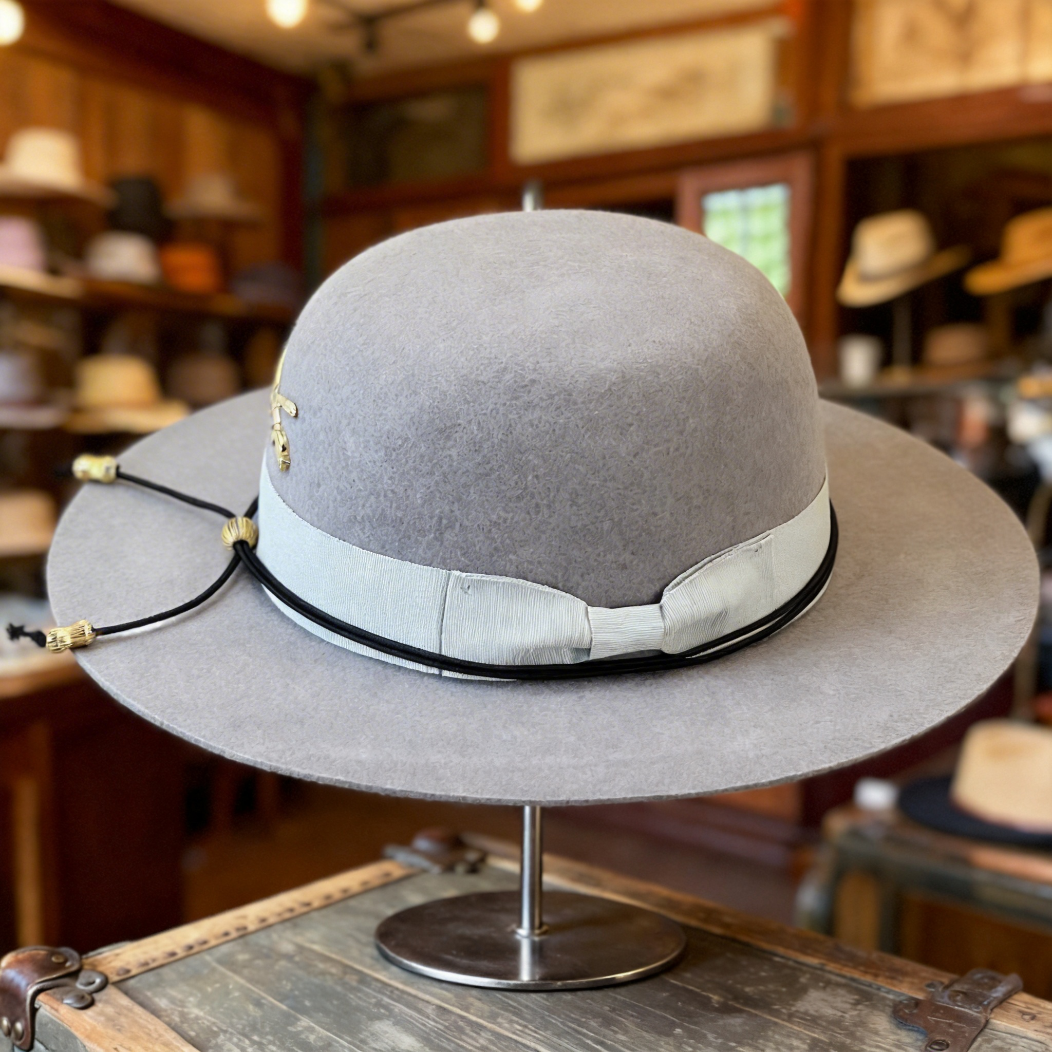 Modern Gray Hat – Minimalist Metal Trim