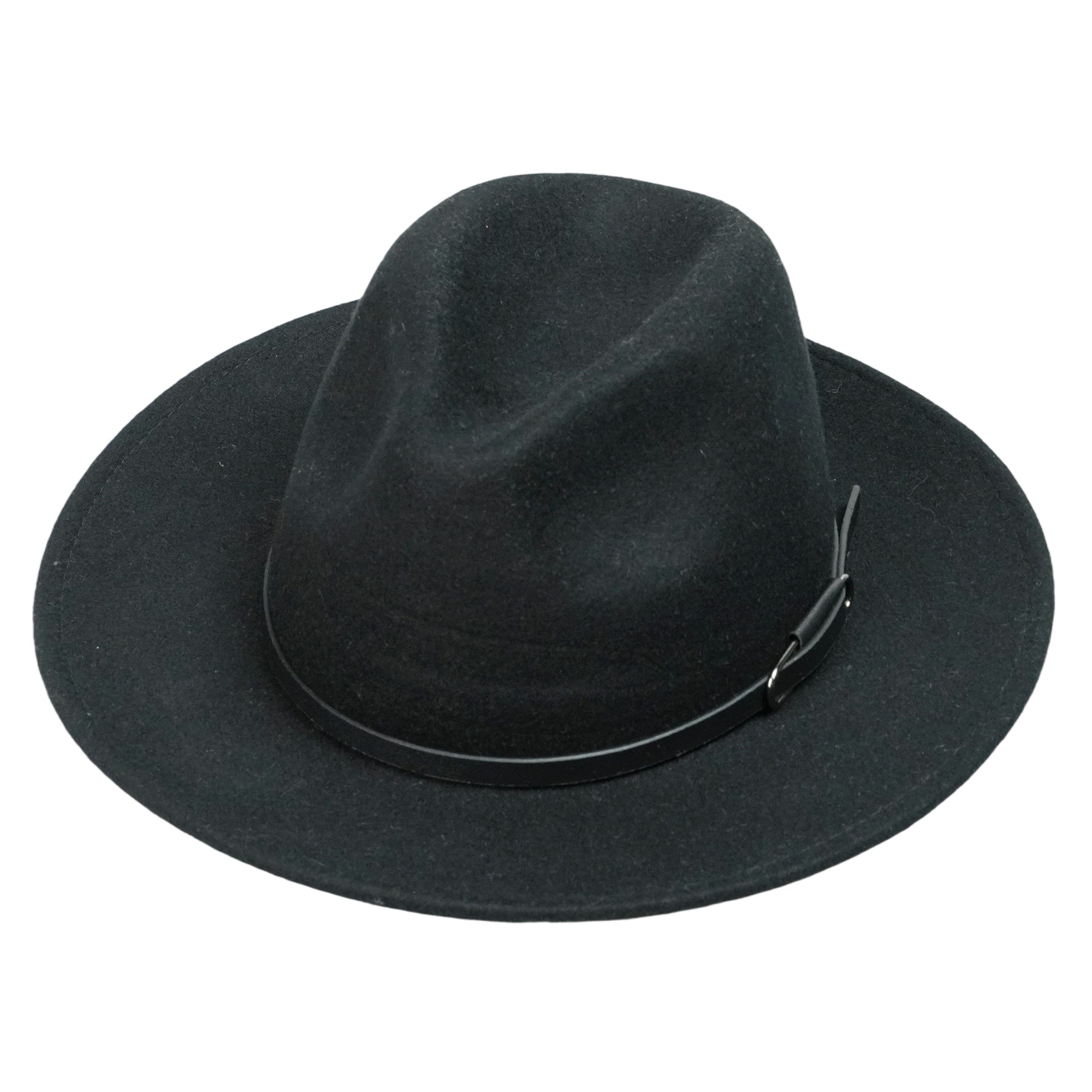 Black Felt Hat with Minimalist Leather Band
