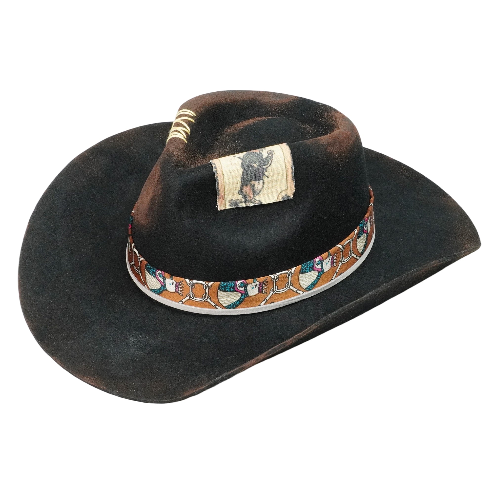 Hand-Burned Urban Felt Hat – Dark Tone, Artisanal Burnt Effect