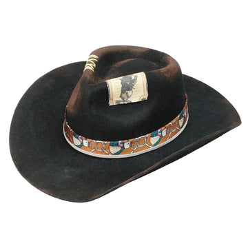 Hand-Burned Urban Felt Hat – Dark Tone, Artisanal Burnt Effect