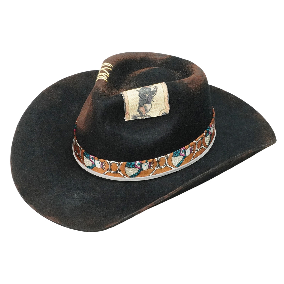 Hand-Burned Urban Felt Hat – Dark Tone, Artisanal Burnt Effect