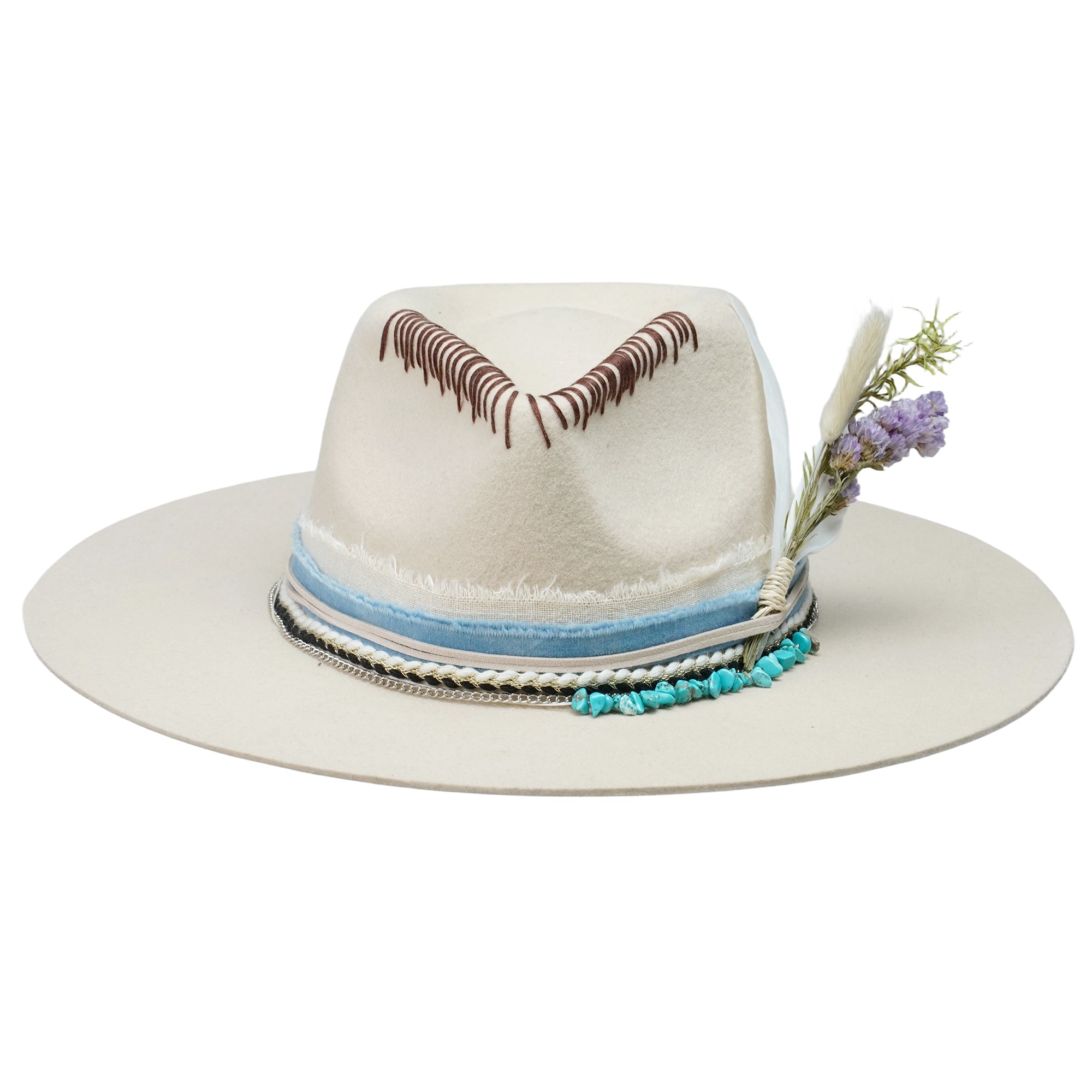 Classic Teardrop Crown - Cream with Dried Flower Bouquet