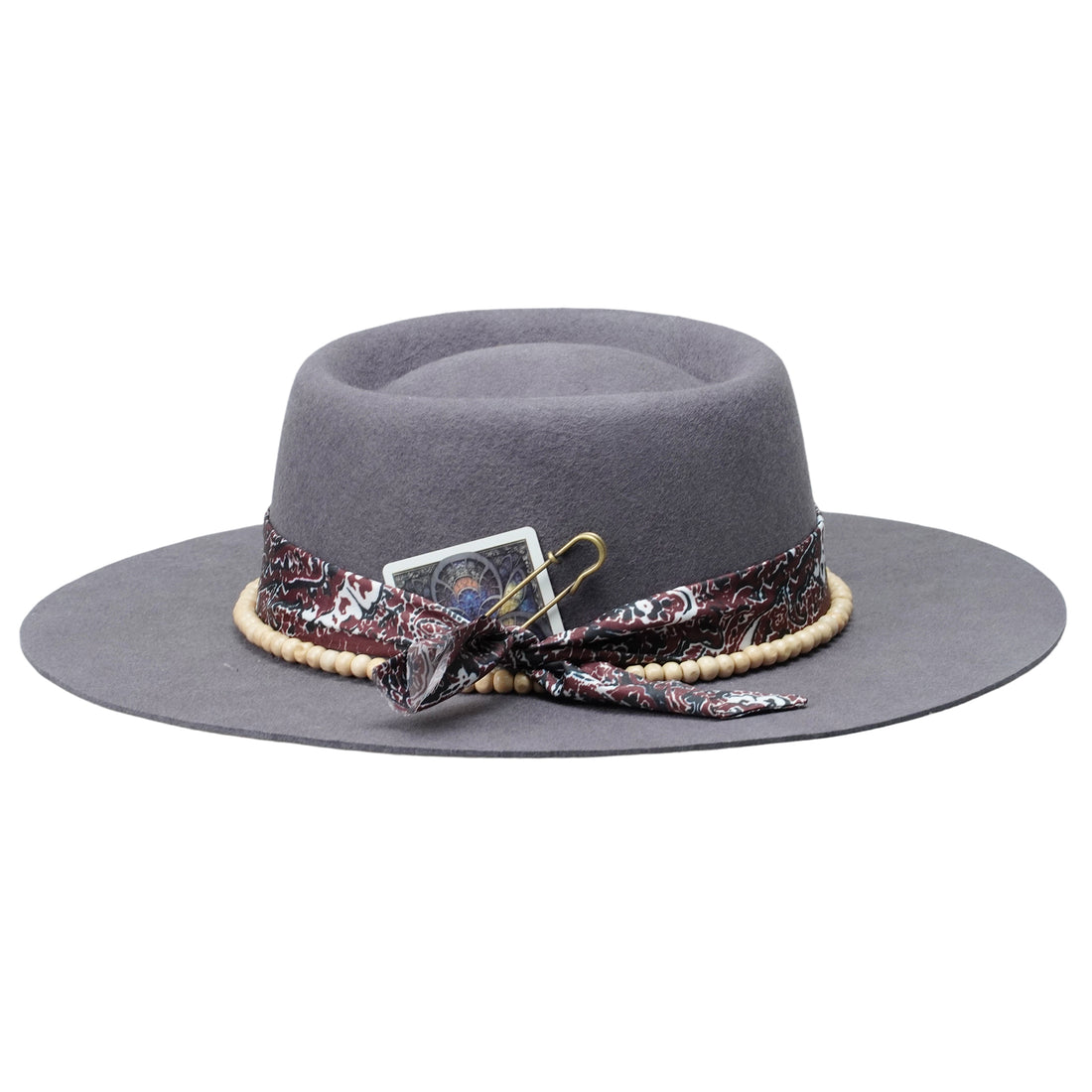 Gambler Hat with Beaded Band & Playing Cards