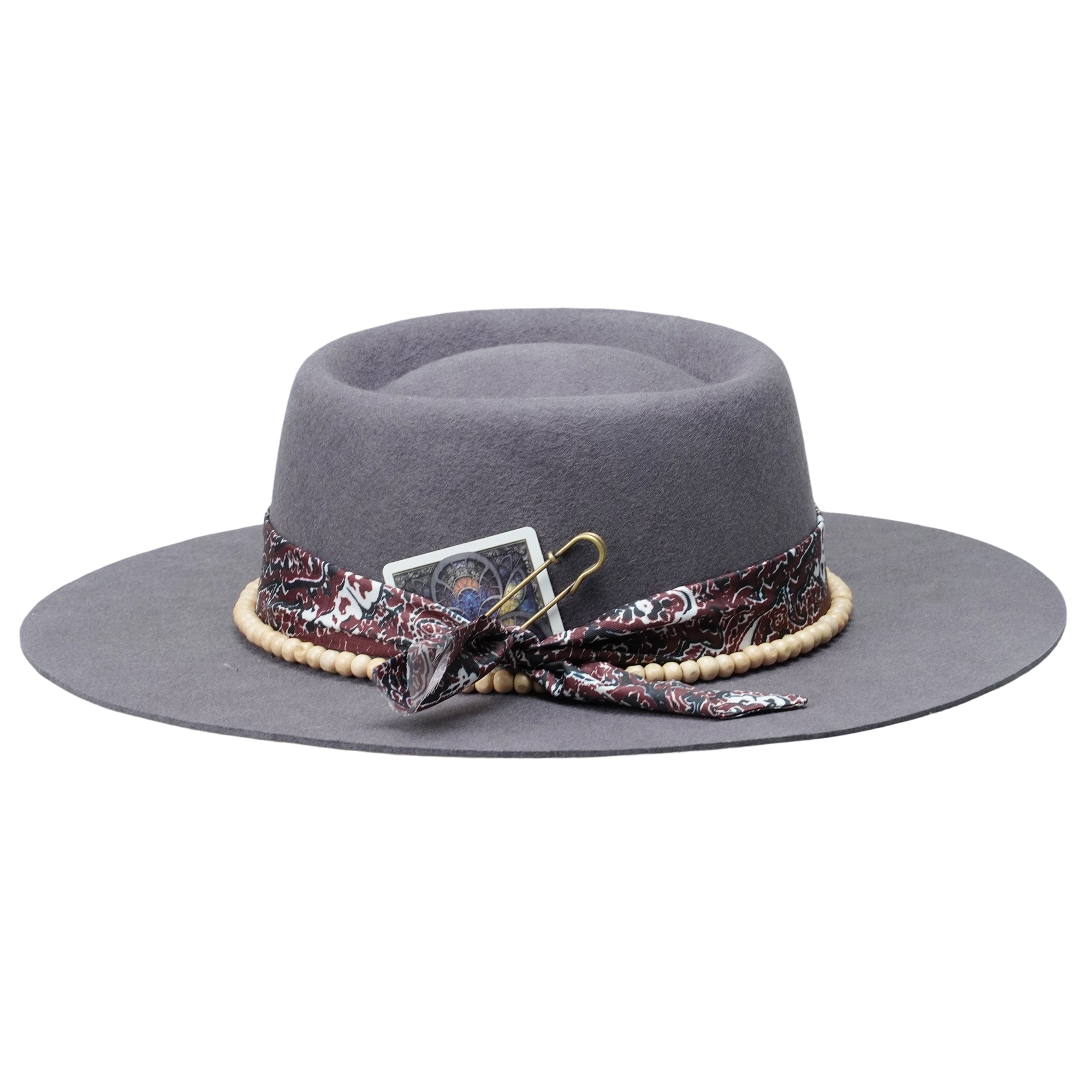 Gambler Hat with Beaded Band & Playing Cards
