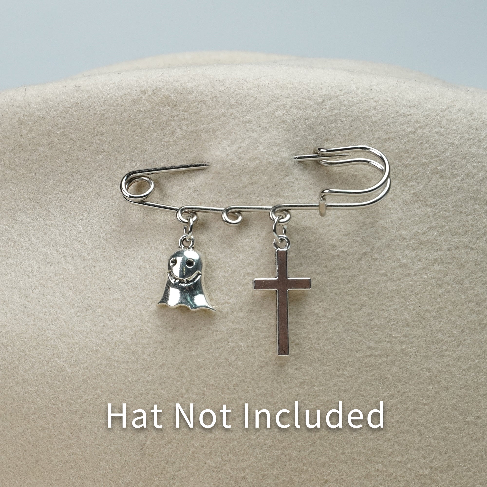 SILVER GHOST CROSS HAT PIN