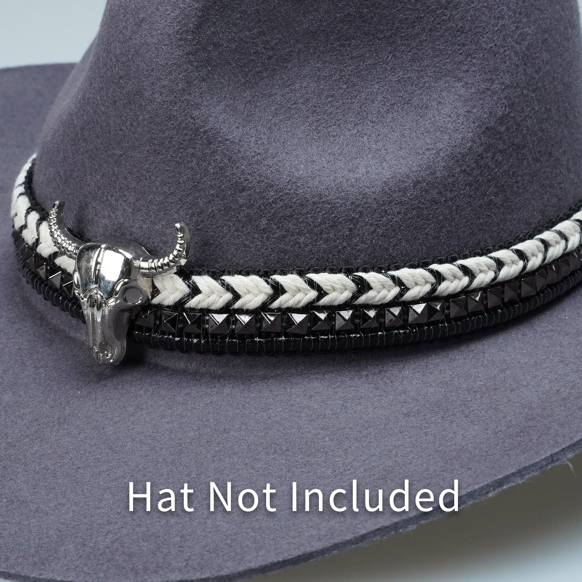 WOVEN BULL HEAD METAL HAT BAND