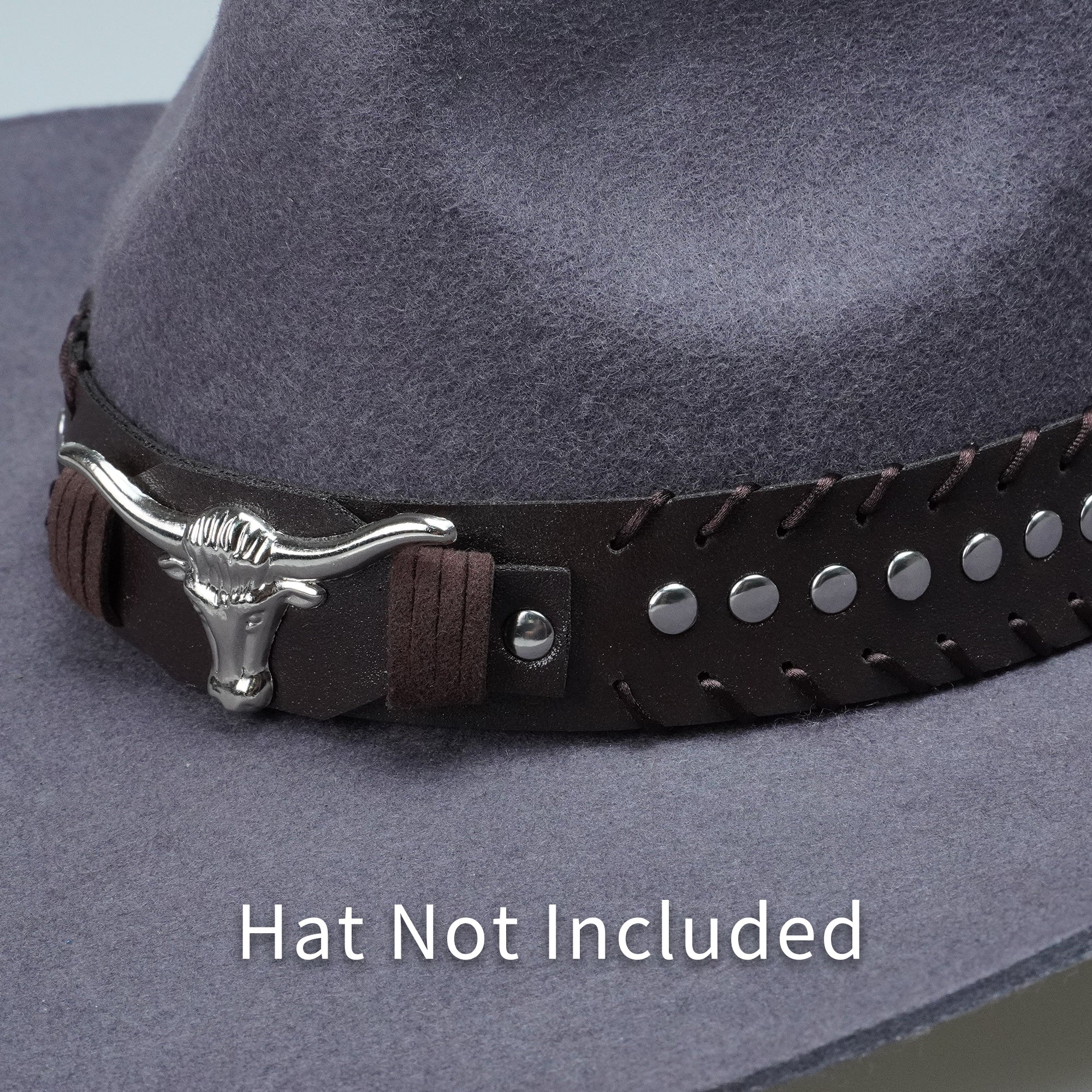 SILVER BULL STUDD LEATHER HAT BAND