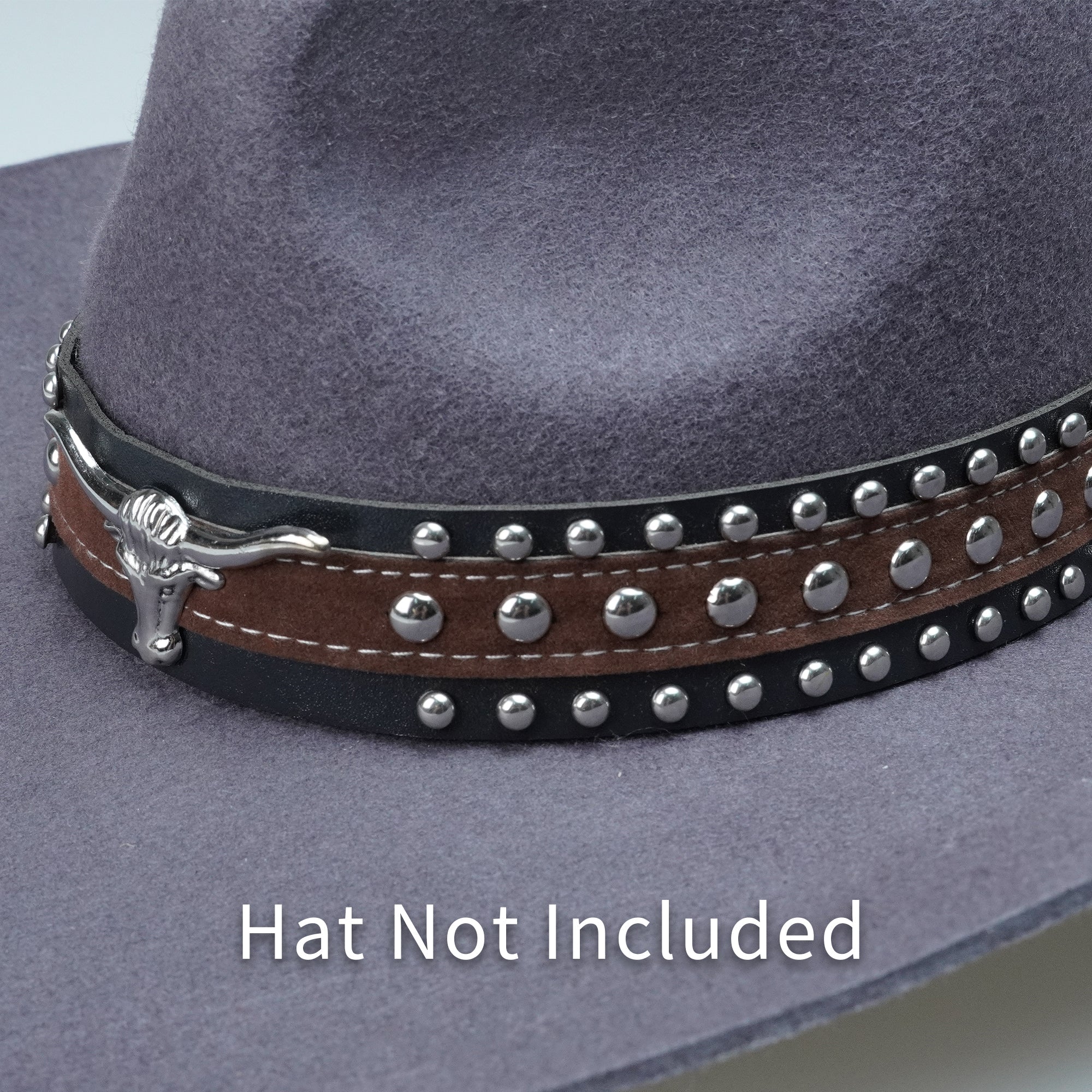 BLACK BROWN BULL LEATHER HAT BAND