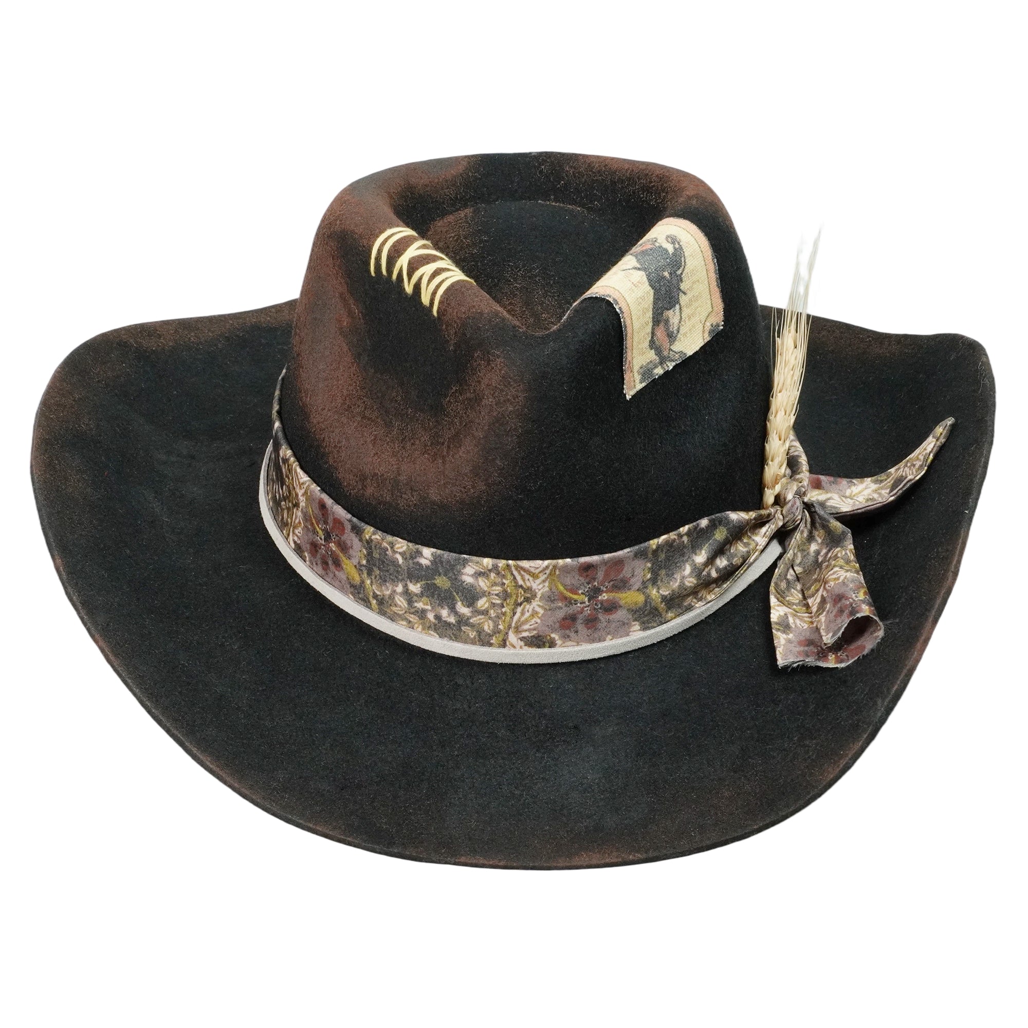 Refined Felt Hat – Black Base, Custom Floral Band