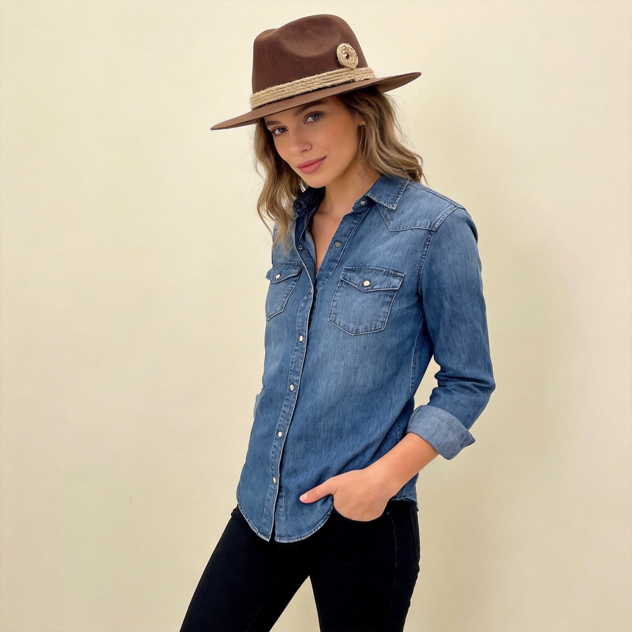 Chestnut Flat-Brim – Hand-Sculpted Rope Detai