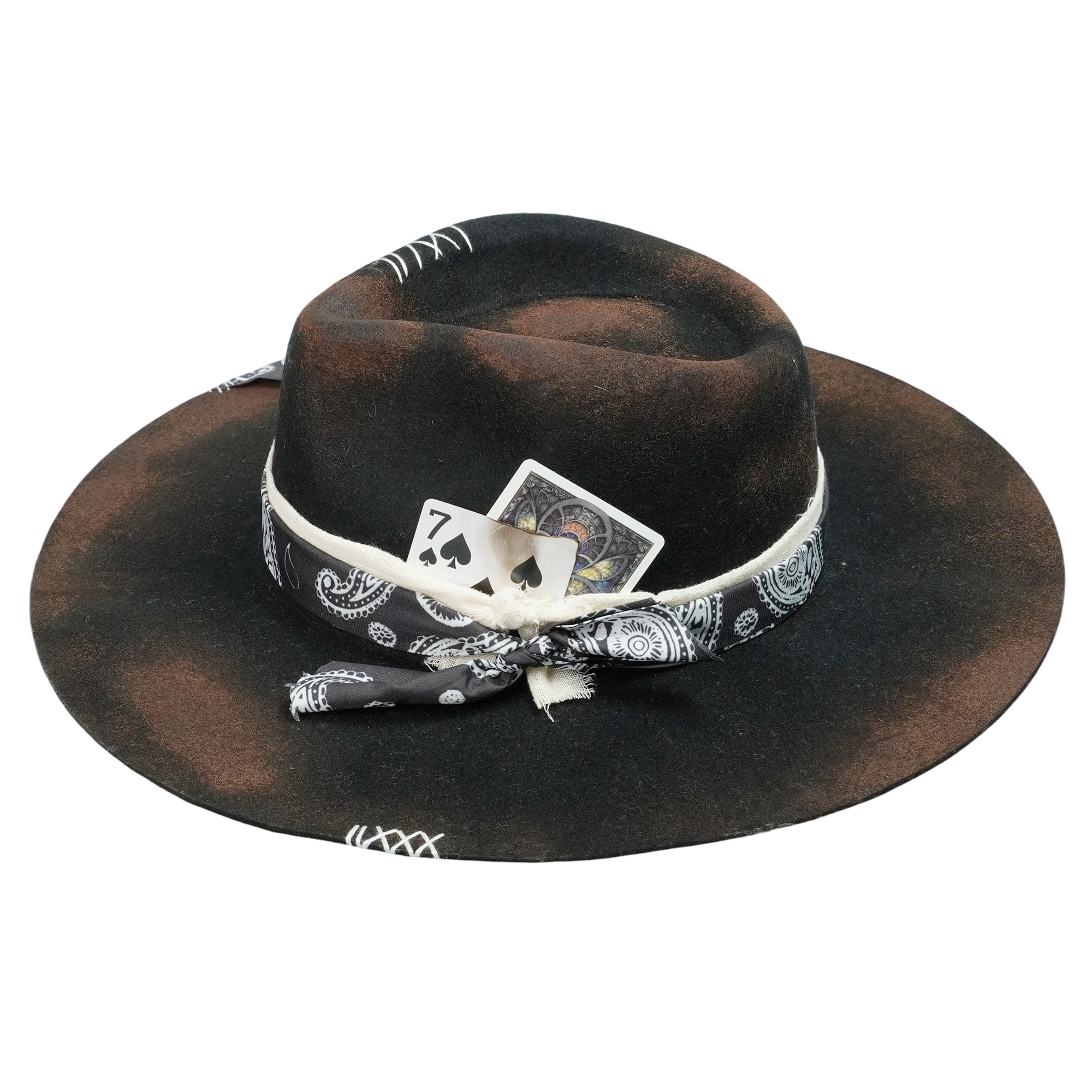 Modern Felt Hat – Burnt Finish, Textile Brim Decoration