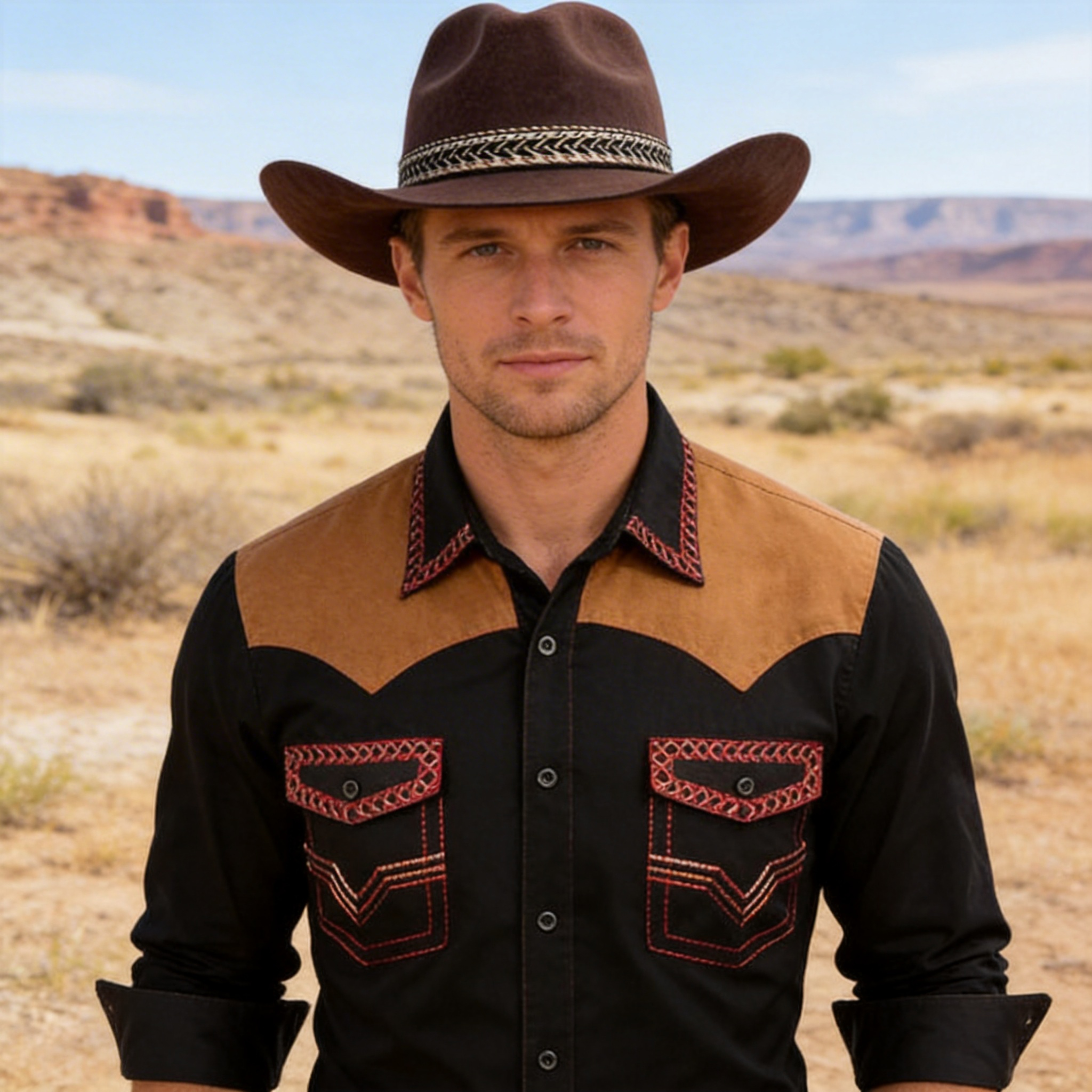 Brown Cowboy – Woven Band Detail