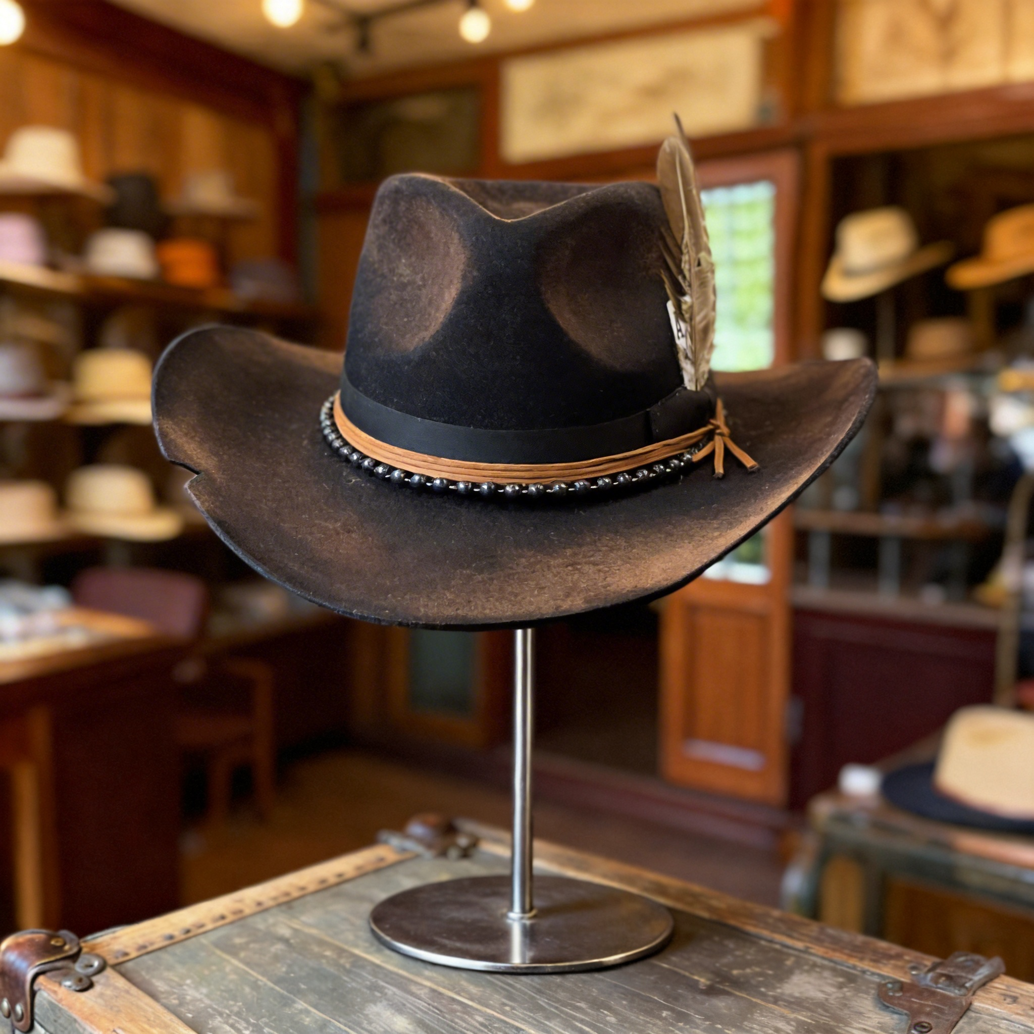 Hand-Burned Western Hat