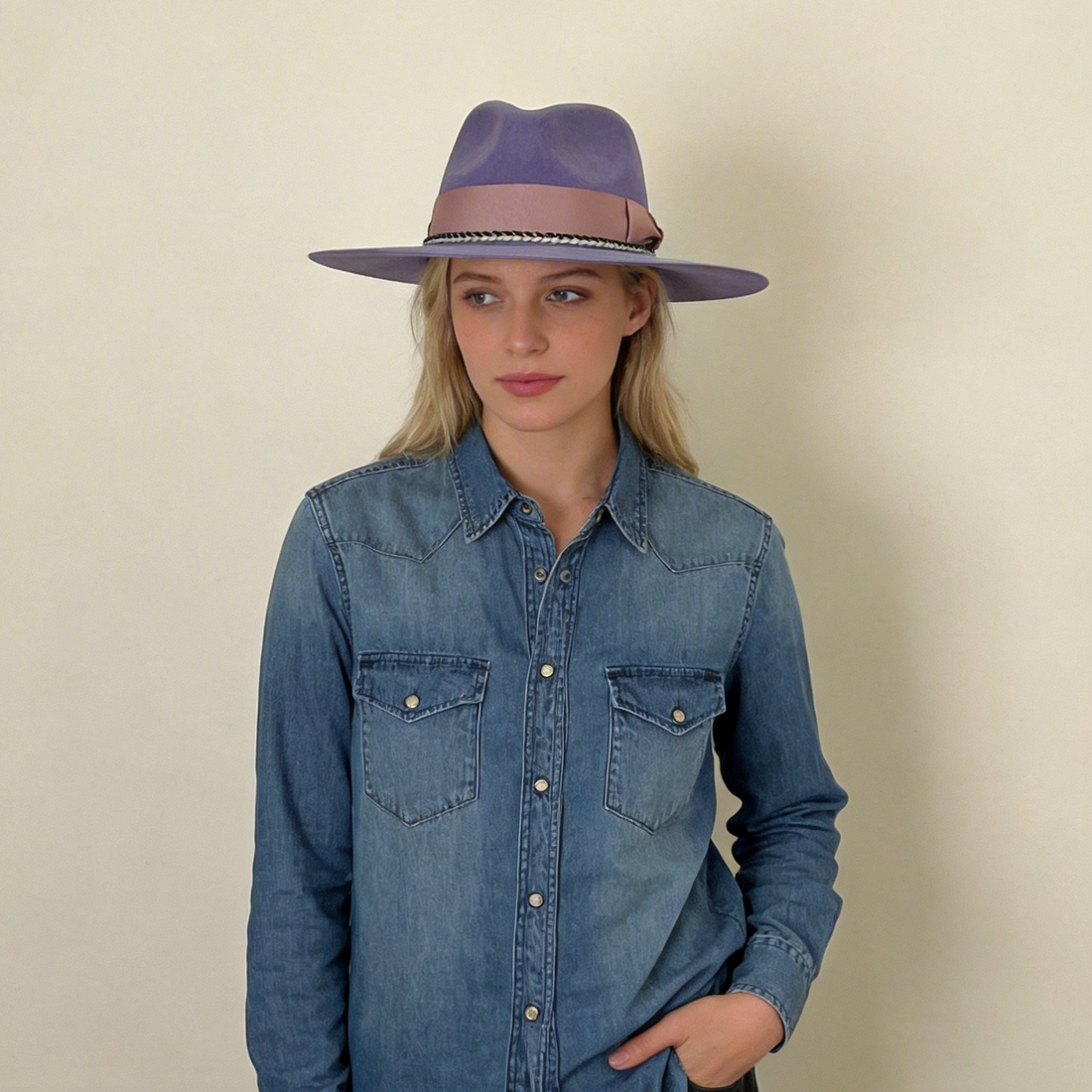 Purple Felt Hat – Romantic Bow & Textured Band