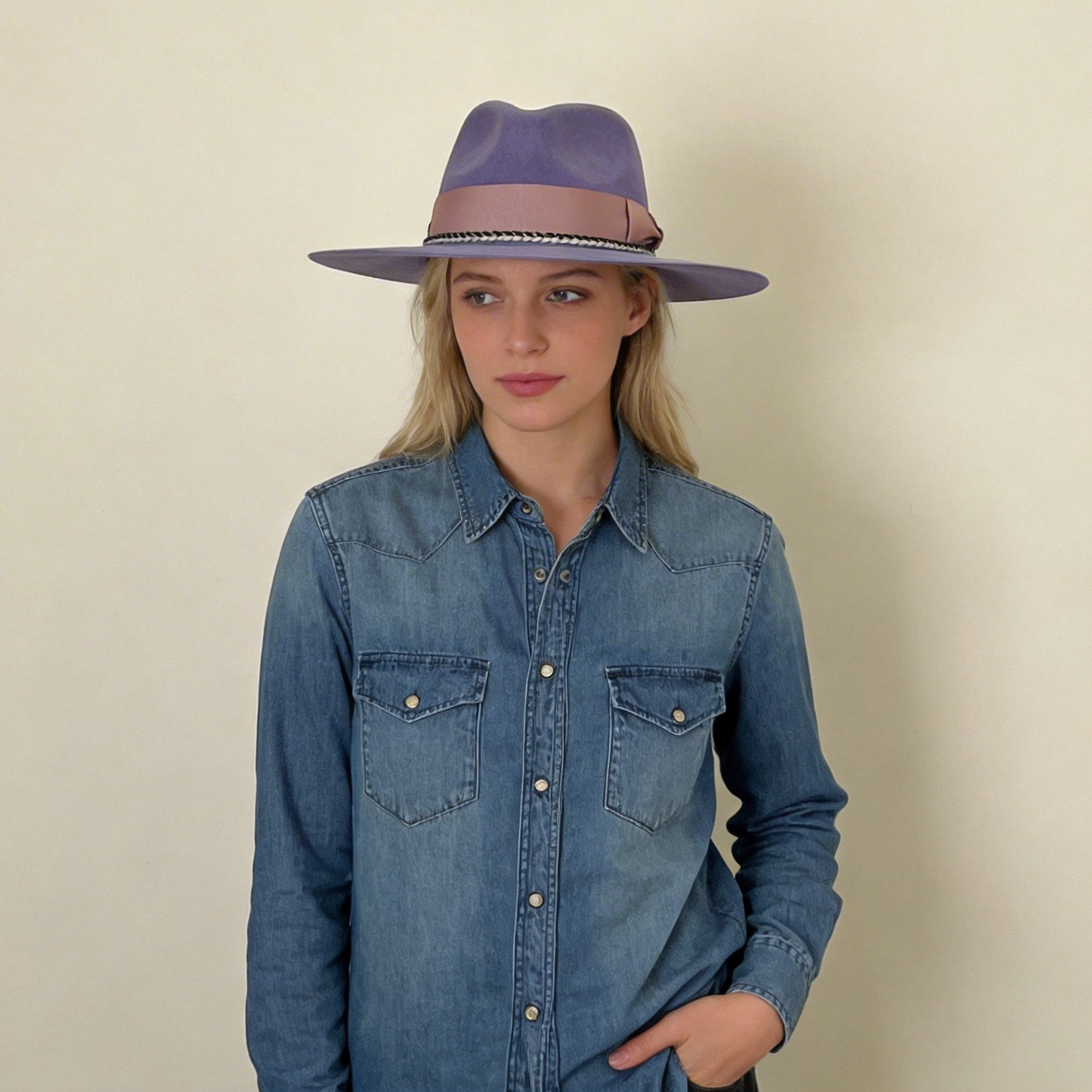 Purple Felt Hat – Romantic Bow & Textured Band