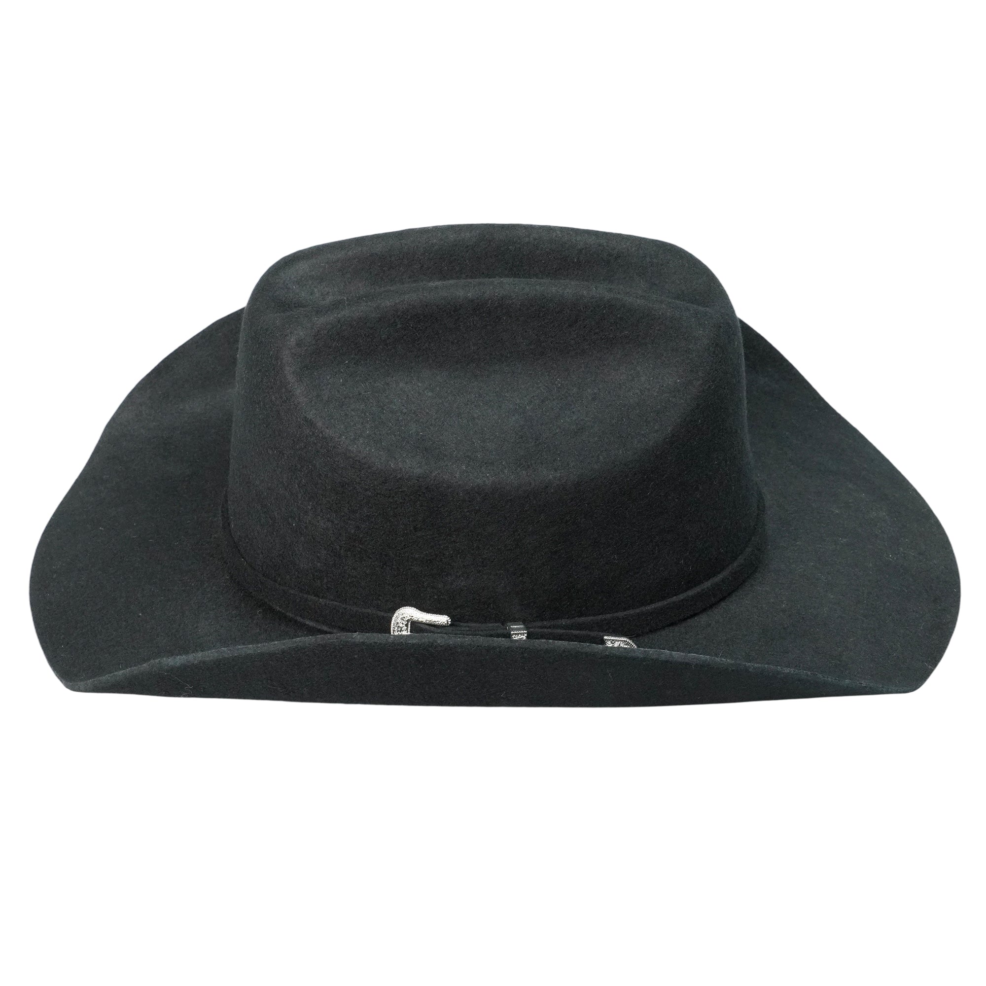 Western Felt Hat – Black Crown, Sleek Curled Edge