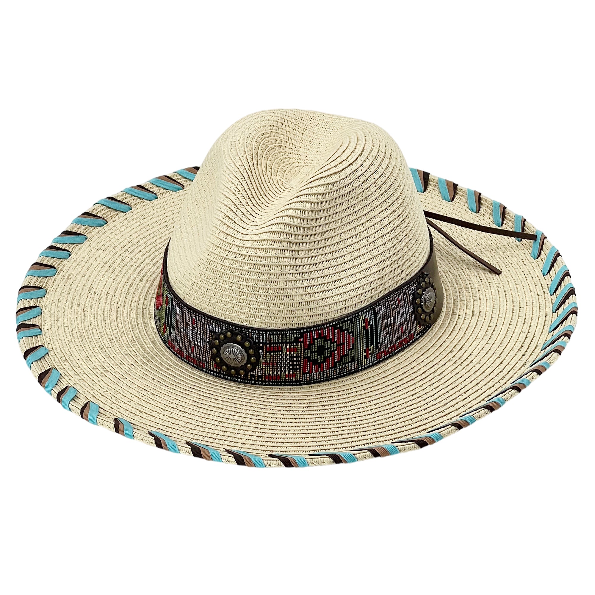 Wide-Brim Straw Hat – Textured Edge, Stylish Hatband