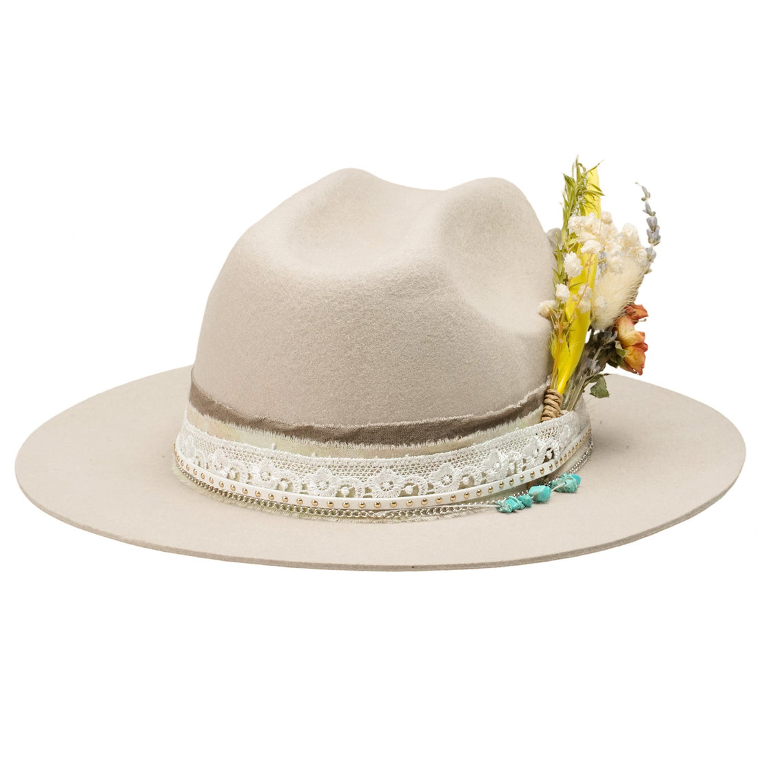 Cattleman Fedora - Cream with Bright Dried Flowers