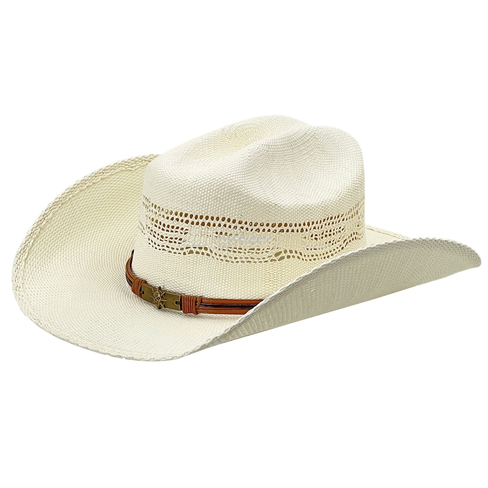Straw Hat with Vintage Clasp & Cut-Outs