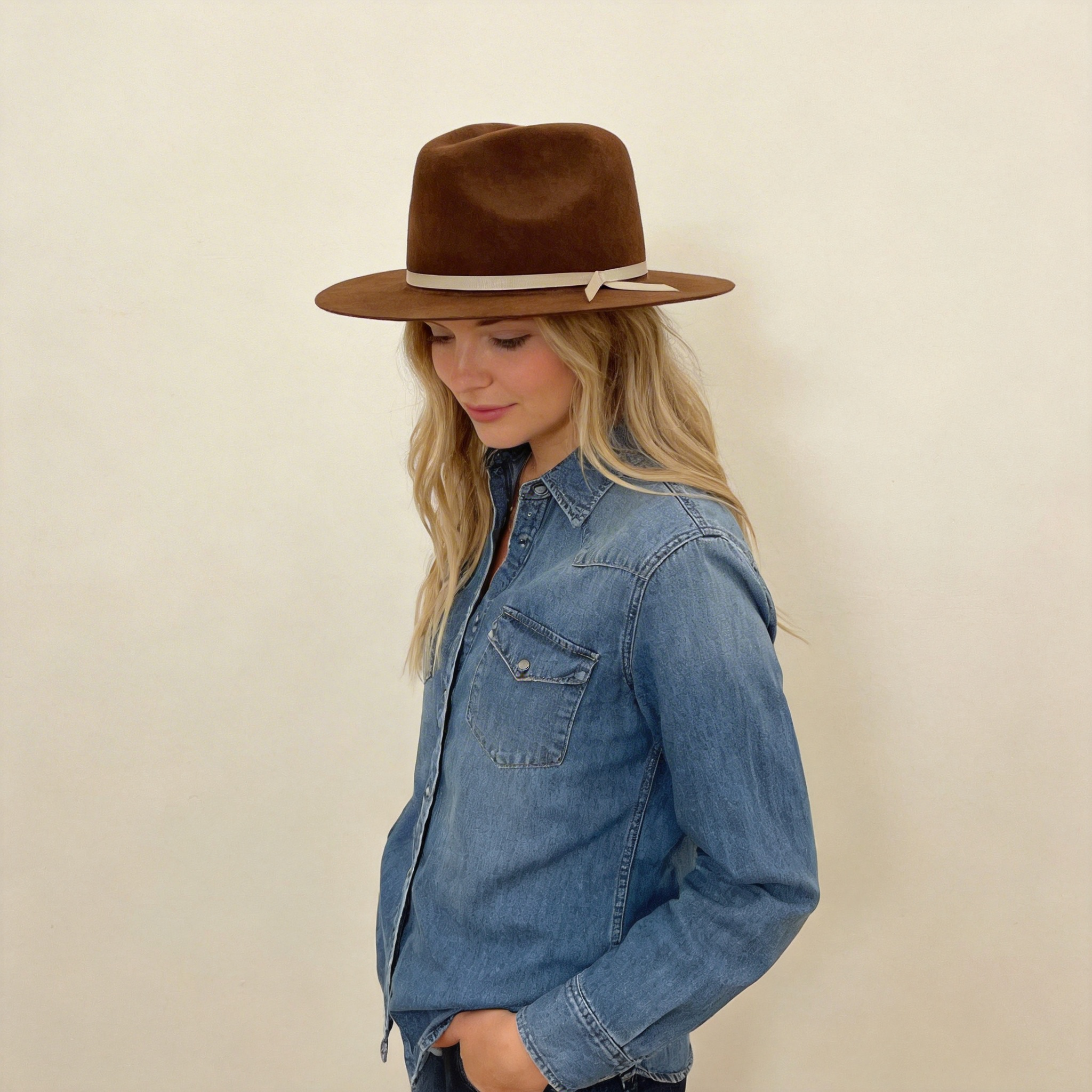 Brown Felt Fedora – Clean Lines, Ribbon Trim