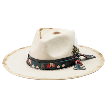 Contemporary Felt Hat – Sculpted Silhouette, Eclectic Trim