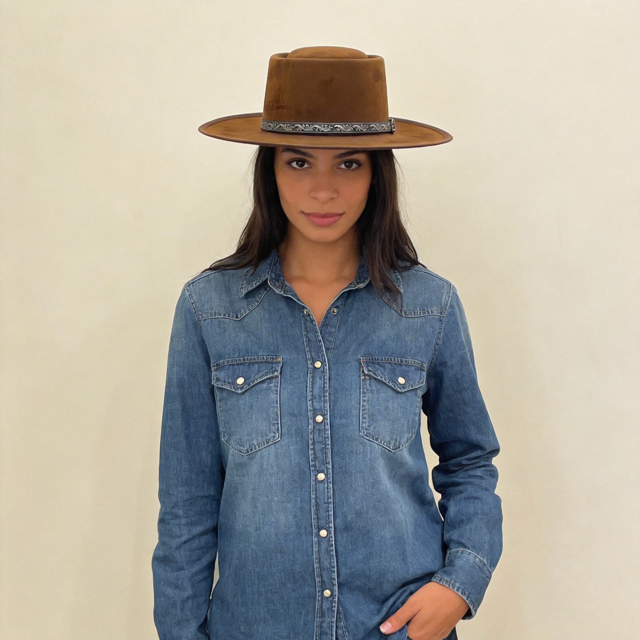 Premium Tan Felt Gambler Hat