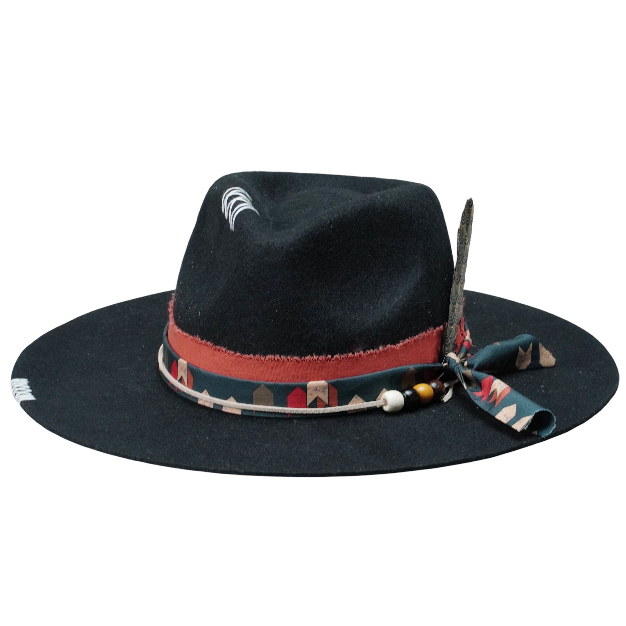 Teardrop Felt Hat with Feather Accent