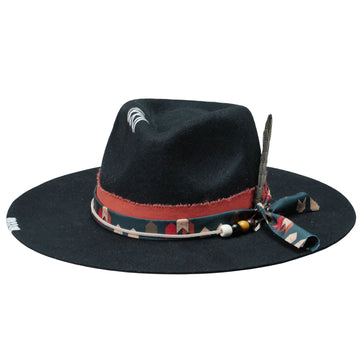 Teardrop Felt Hat with Feather Accent