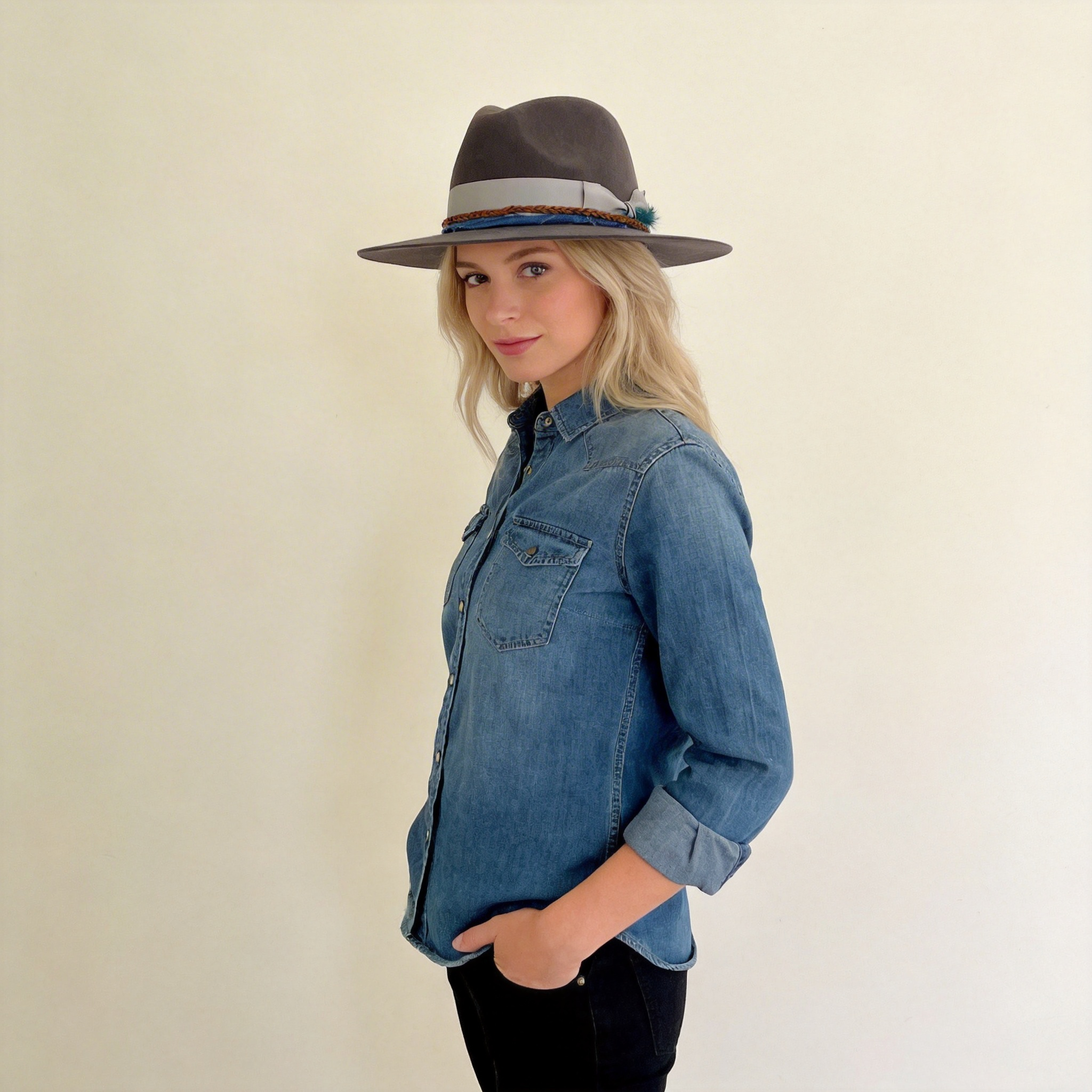 Gray Felt Hat – Layered Custom Hatband