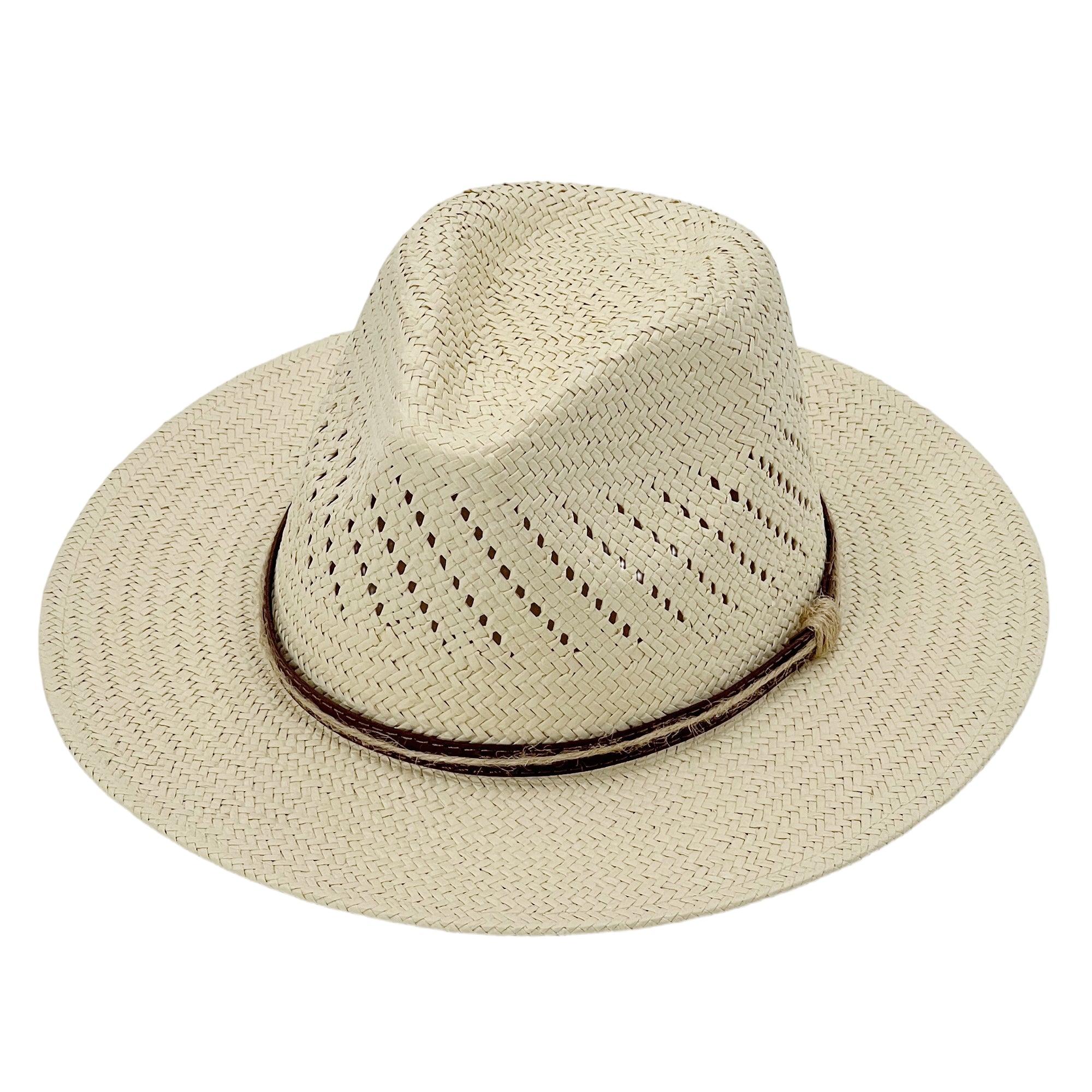 Straw Hat – Beige with Openwork Crown