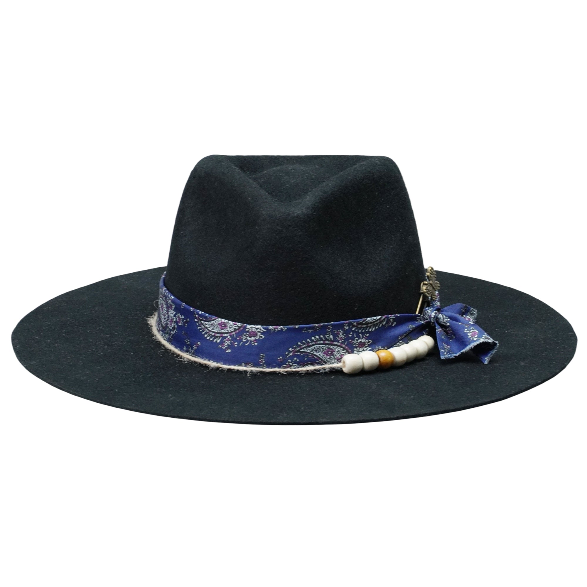 Statement Brim Hat: Beads, Metal, Ornate Fabric
