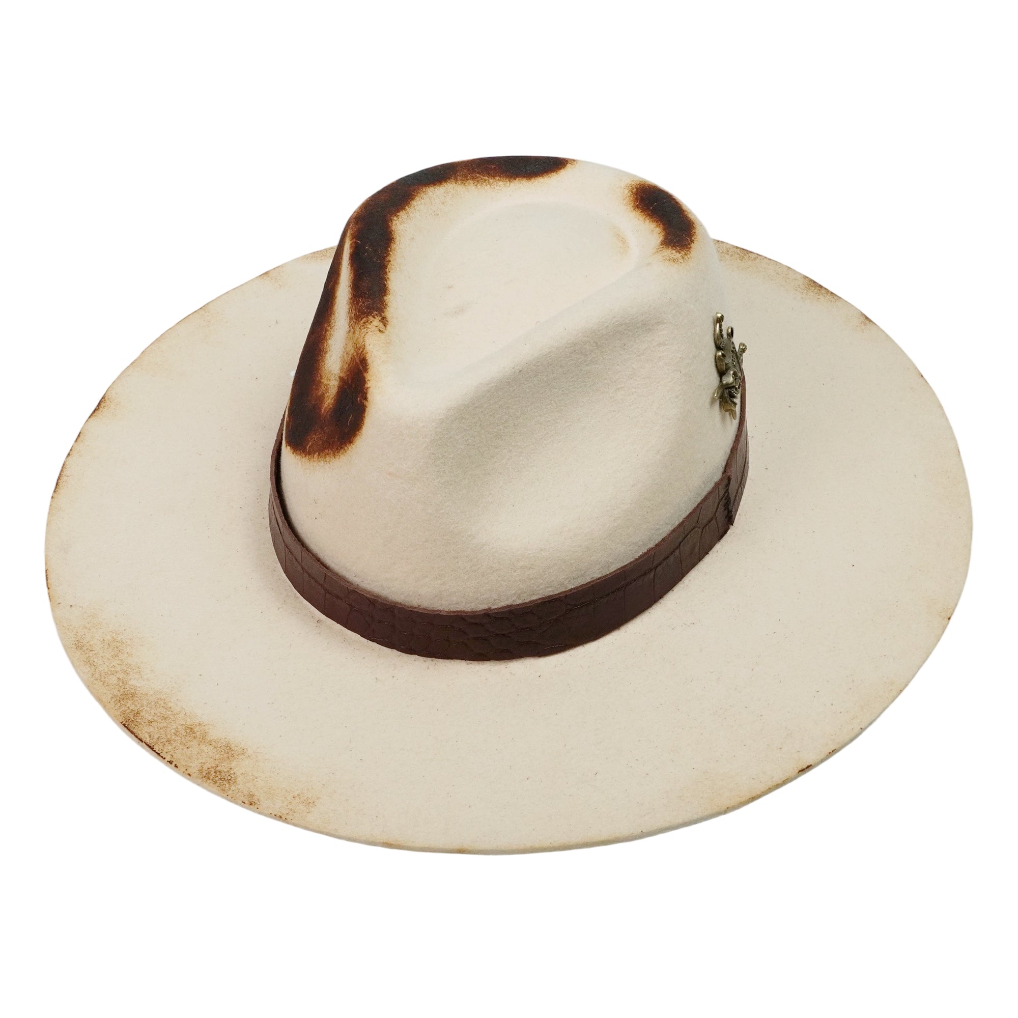 Modern Felt Hat – Distressed Edge, Copper Metal Trim