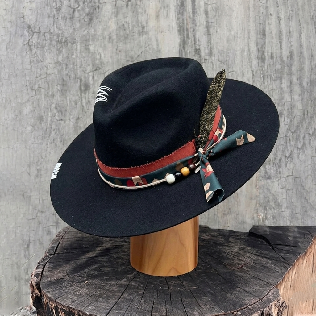 Teardrop Felt Hat with Feather Accent