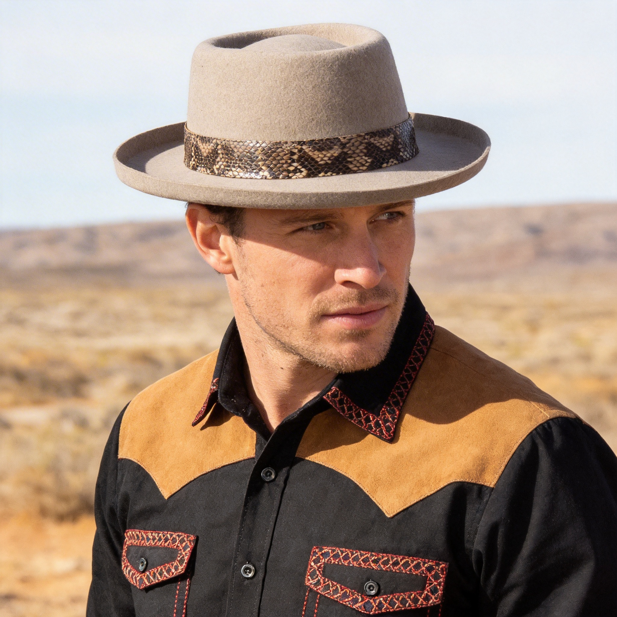 Warm White Hat Gambler Hat Artisan Band Detail