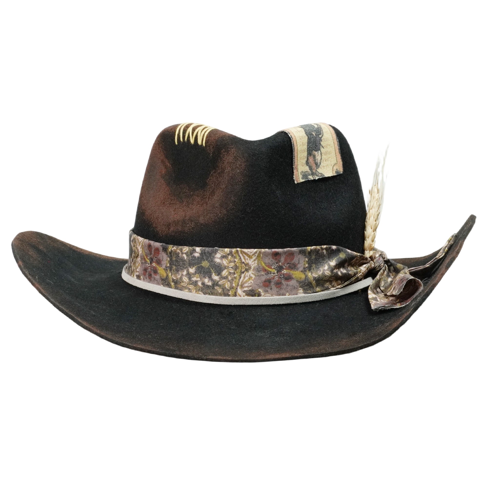 Refined Felt Hat – Black Base, Custom Floral Band