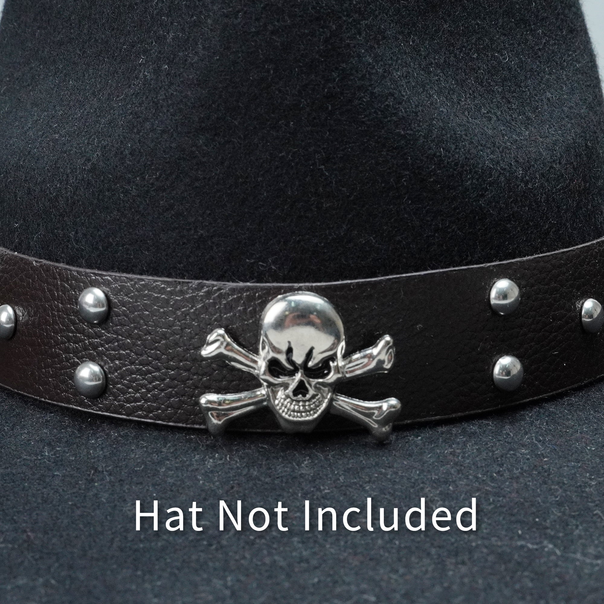 SILVER SKULL LEATHER HAT BAND