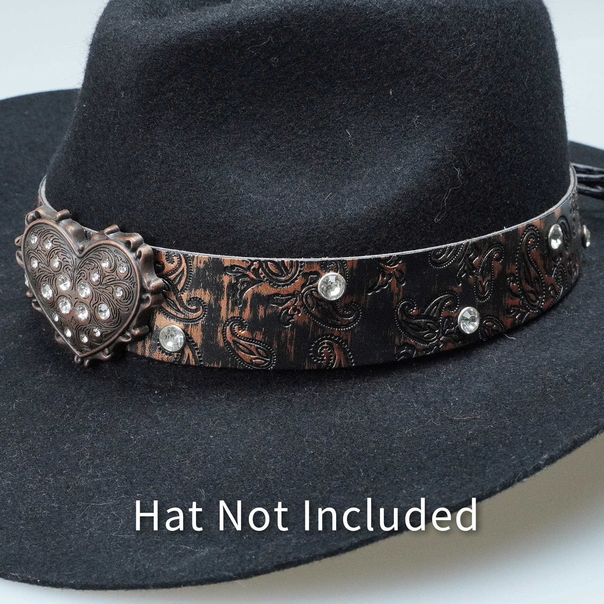 HEART METAL LEATHER HAT BAND