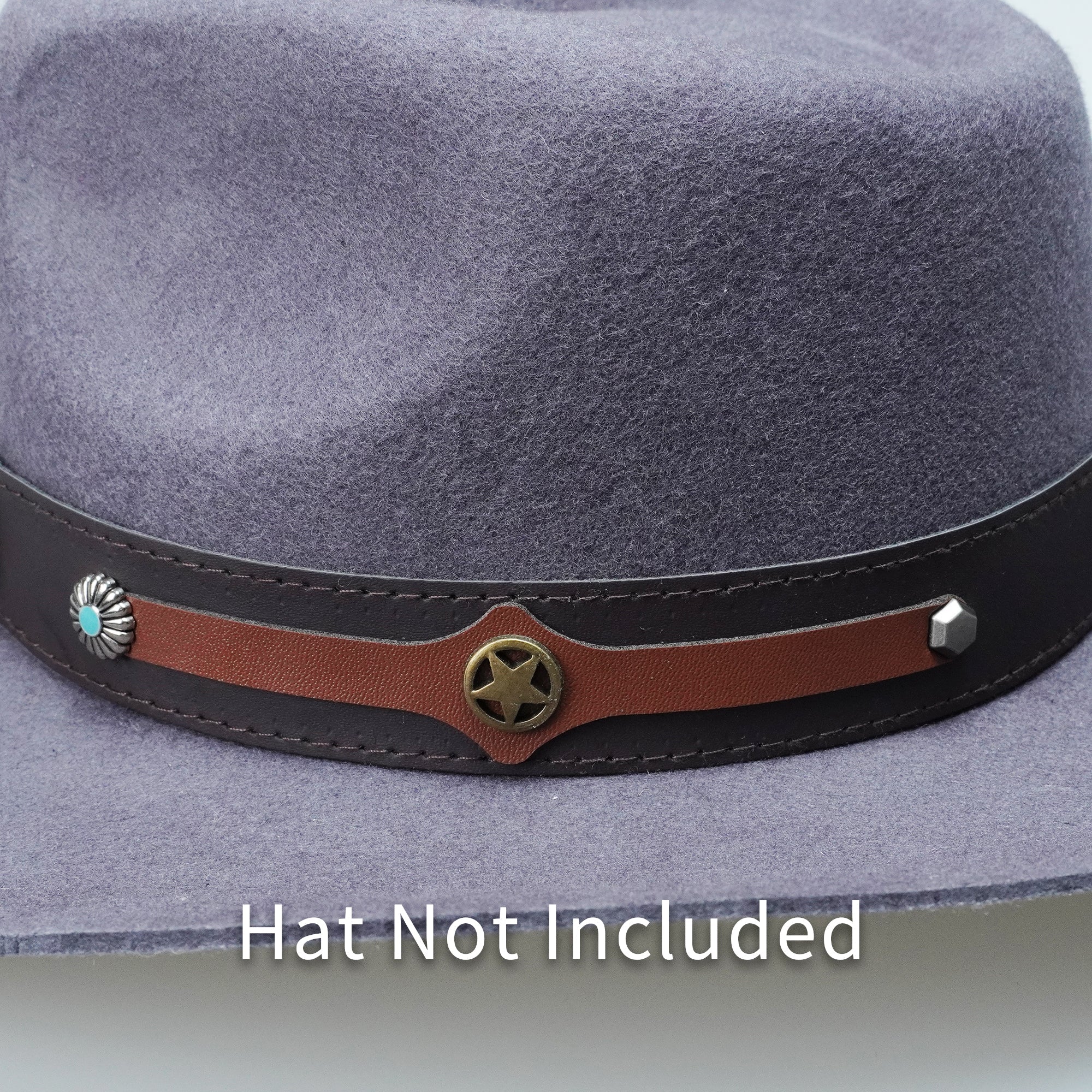 SILVER STEER CONCHO LEATHER HAT BAND