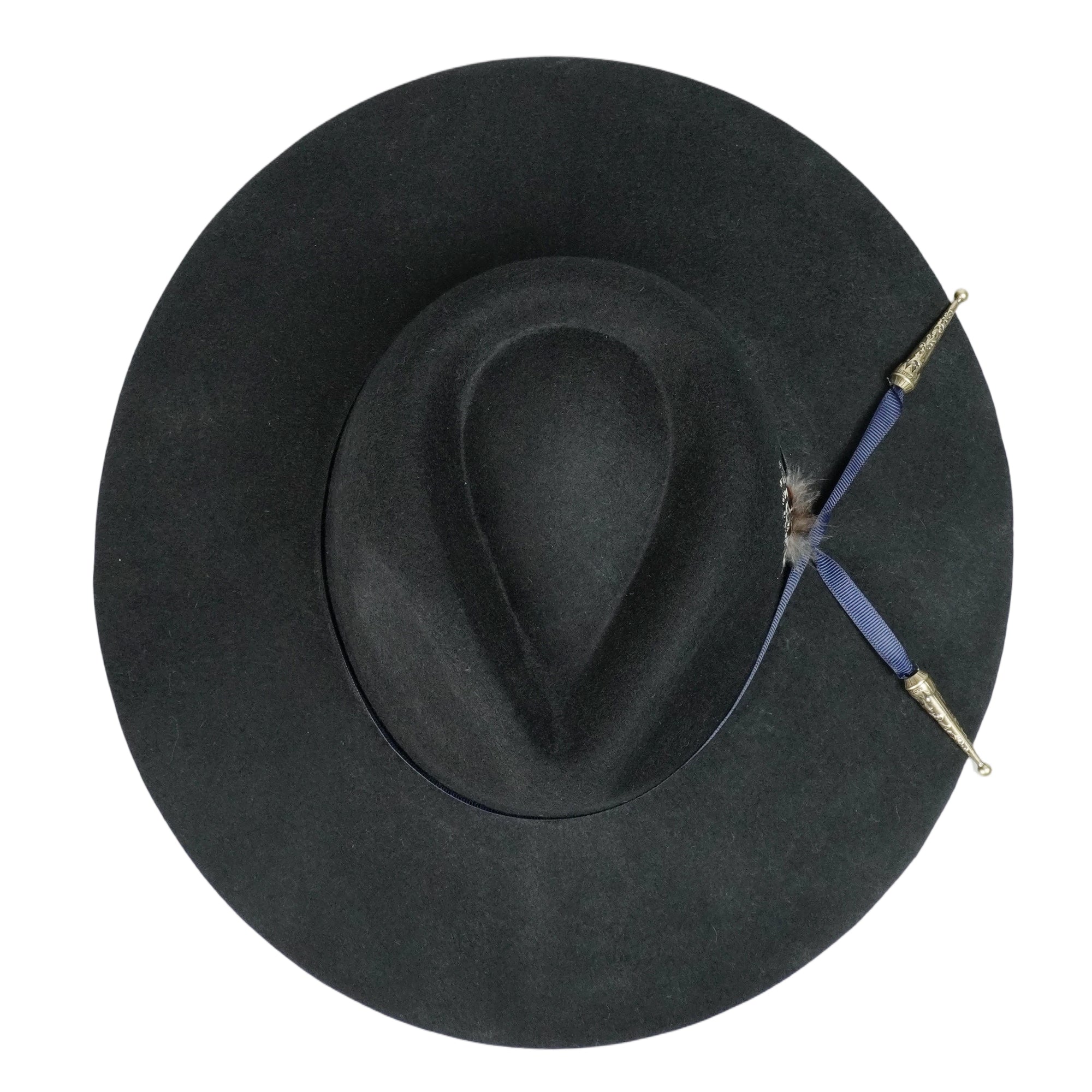 Felt Hat – Black Teardrop Crown with Blue Band