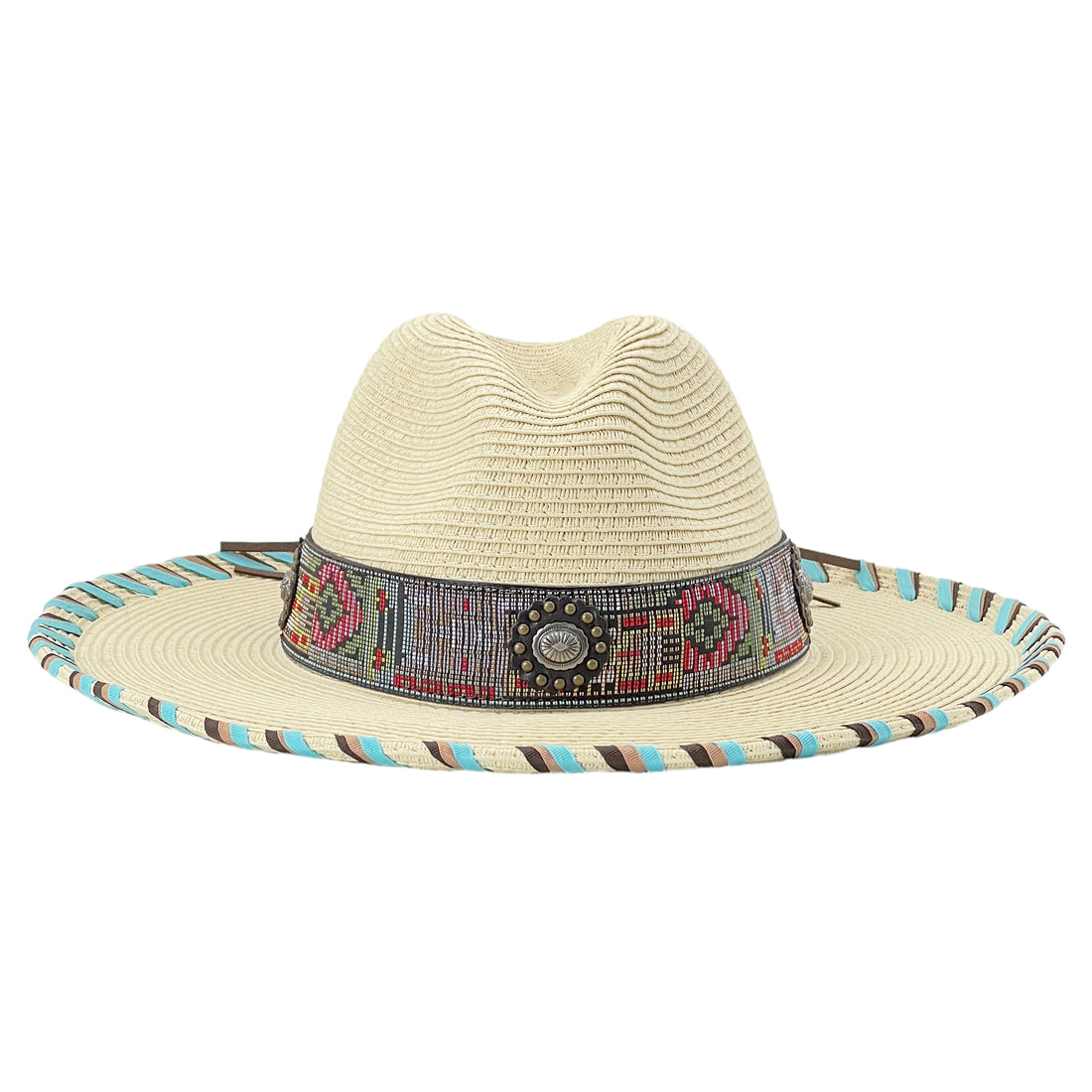 Wide-Brim Straw Hat – Textured Edge, Stylish Hatband