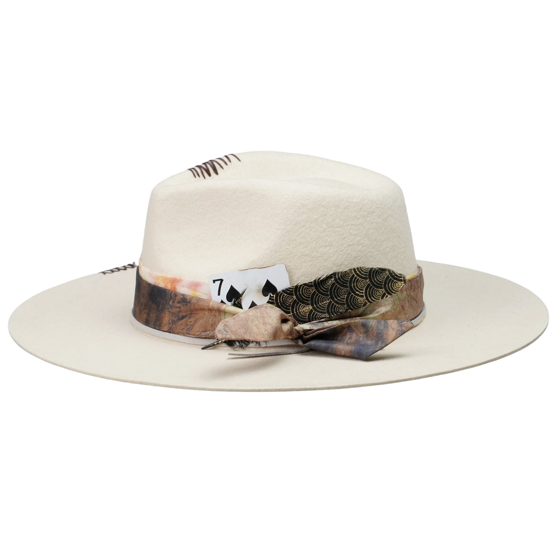 Elegant Beige Hat with Decorative Card Detail