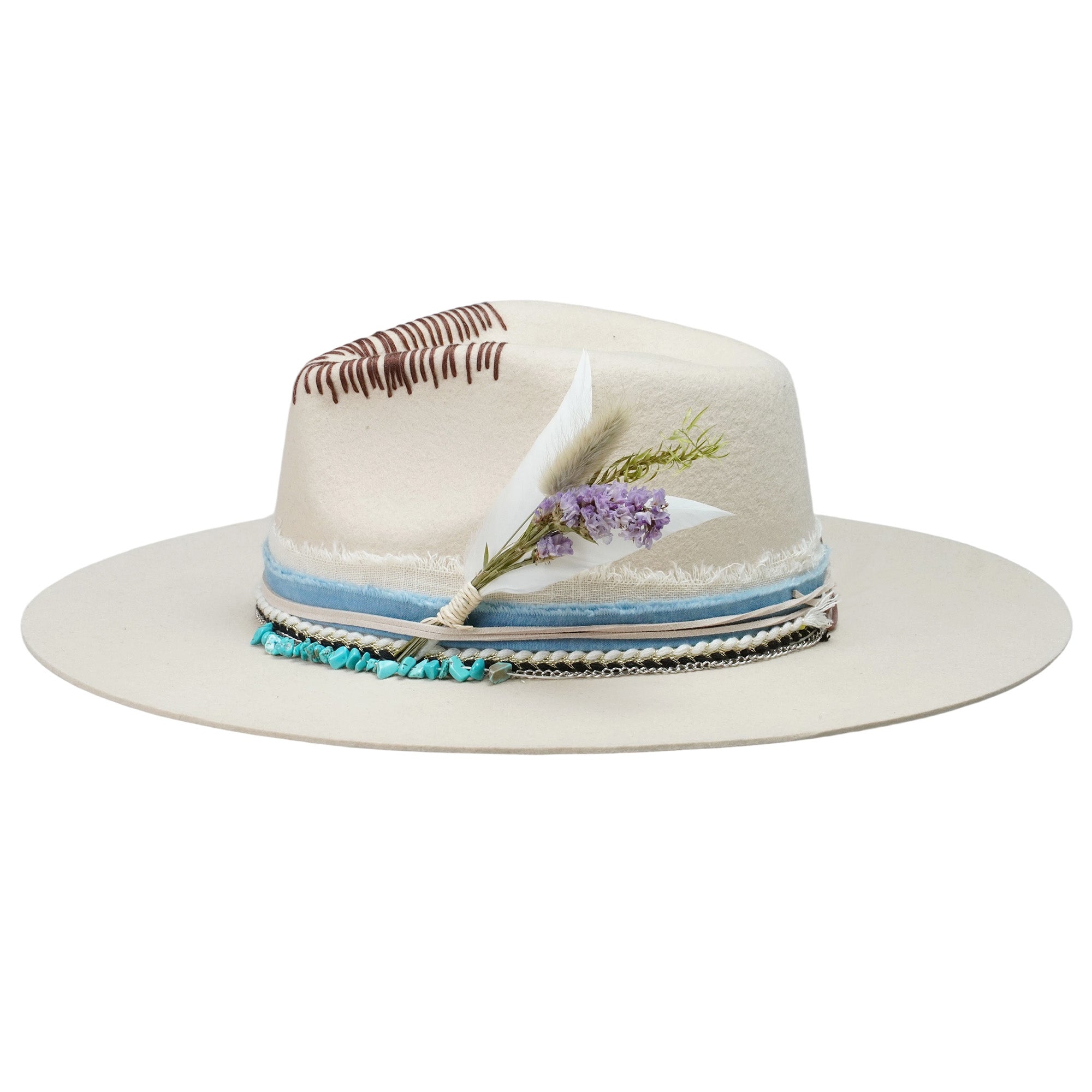 Classic Teardrop Crown - Cream with Dried Flower Bouquet