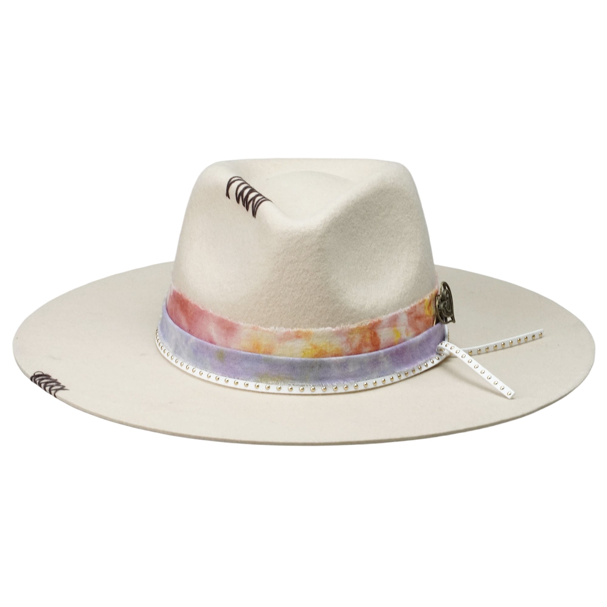 Teardrop Felt Hat with Tie-Dye Band & Pin