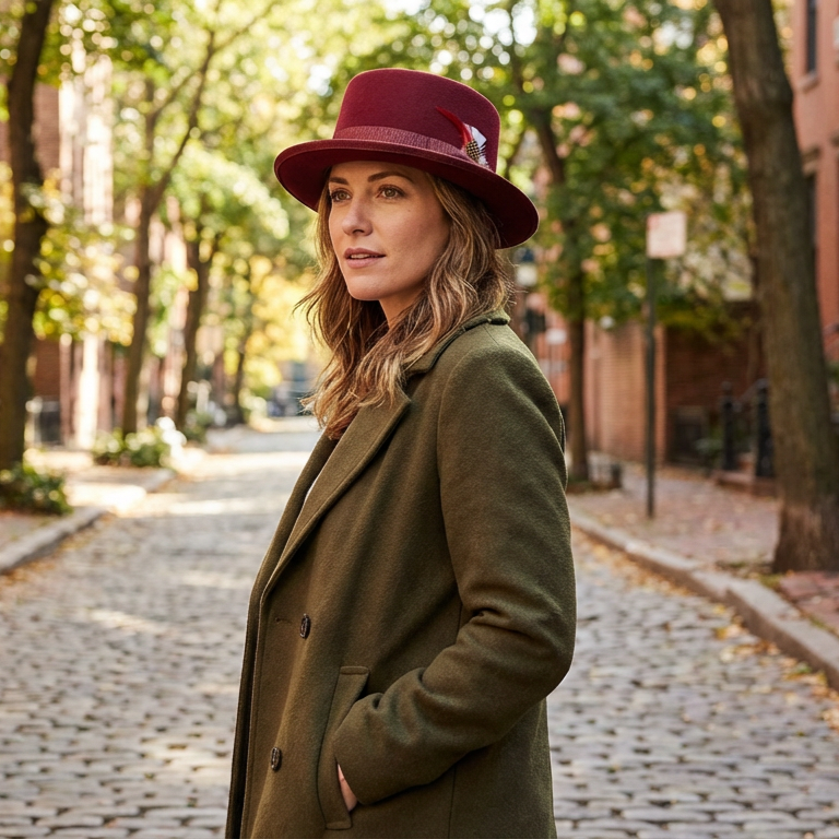 Burgundy Formal Top Hat – Feather Accent