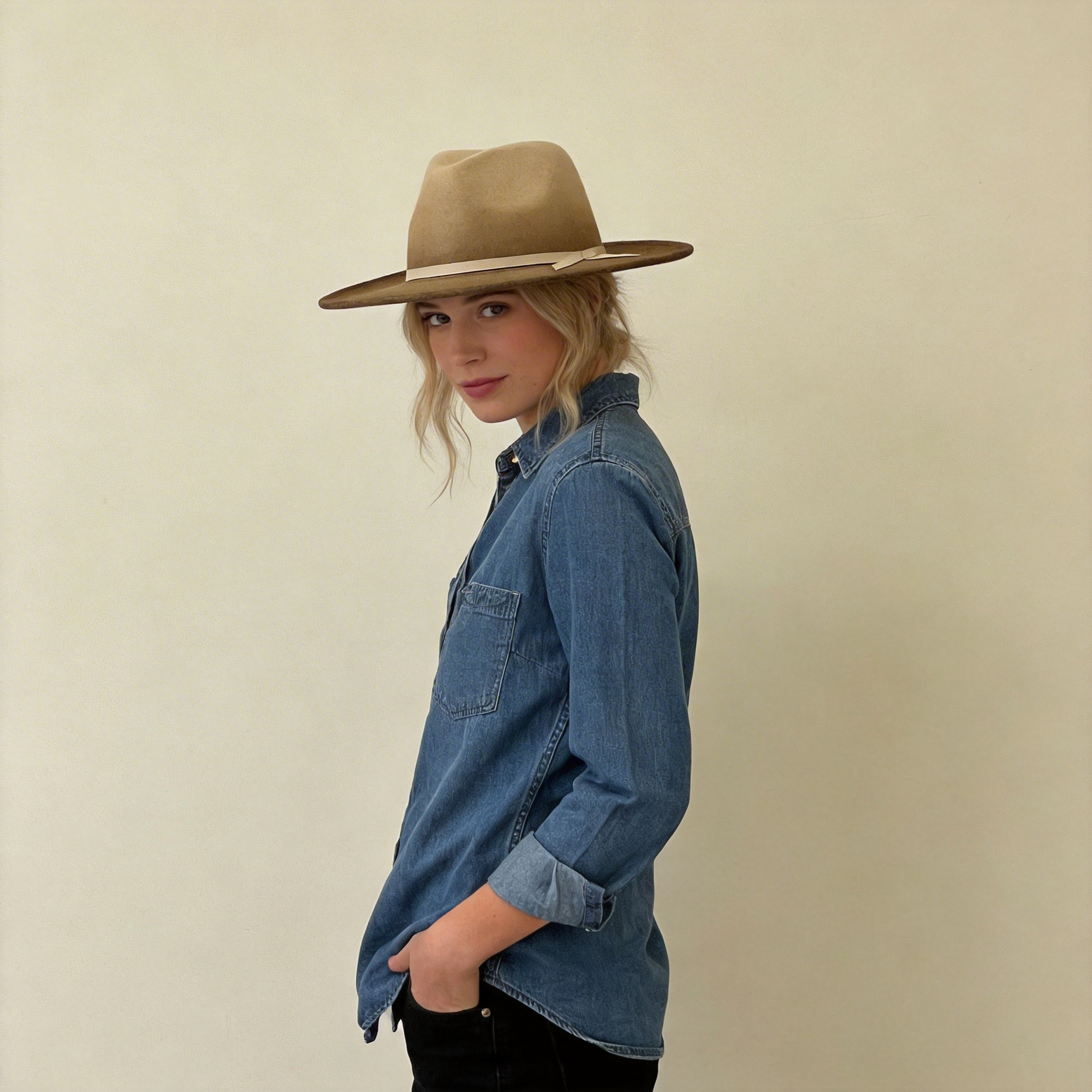 Gradient Oatmeal Hat – Minimalist Ribbon Band