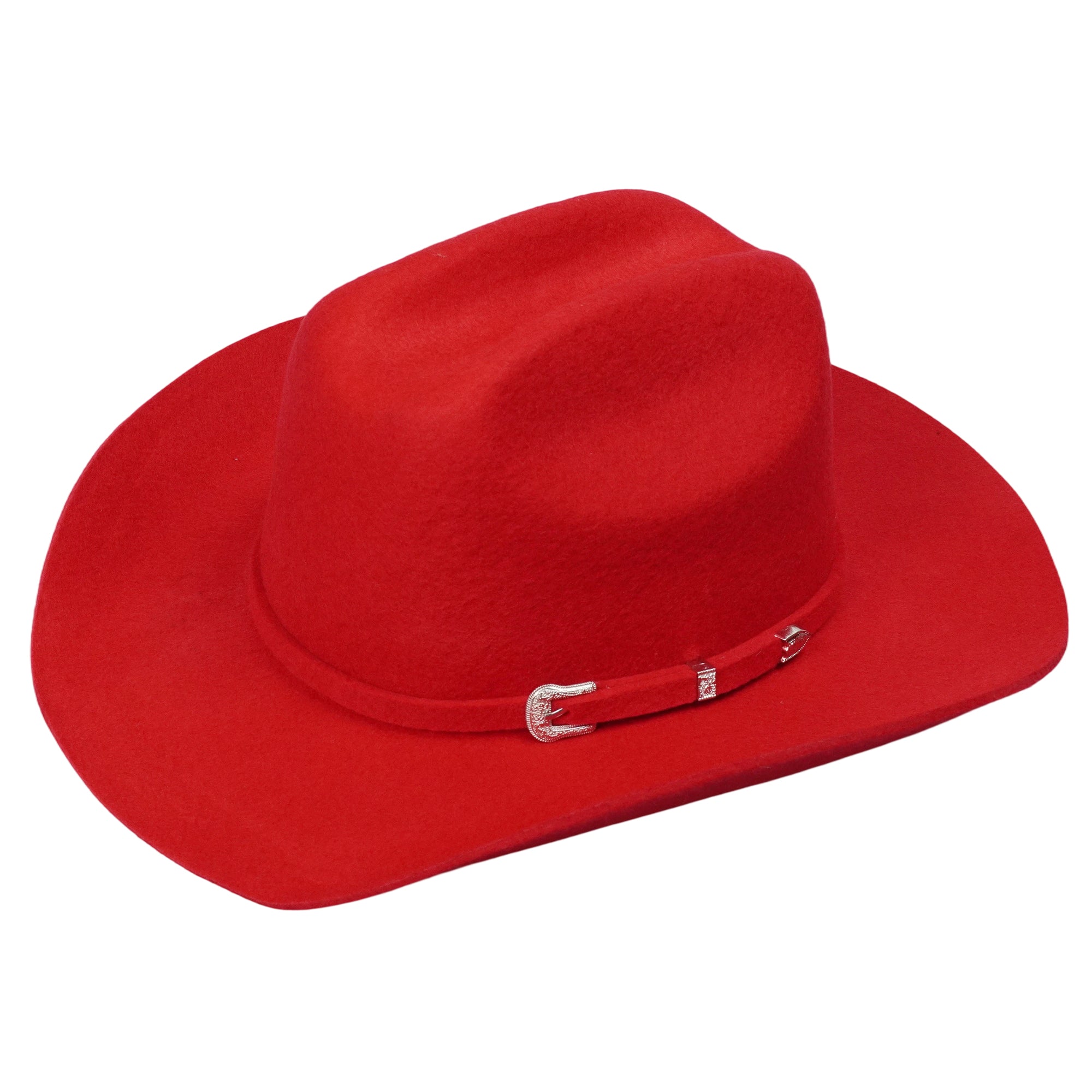 Western Felt Hat – Bold Red Hue, Sleek Hardware