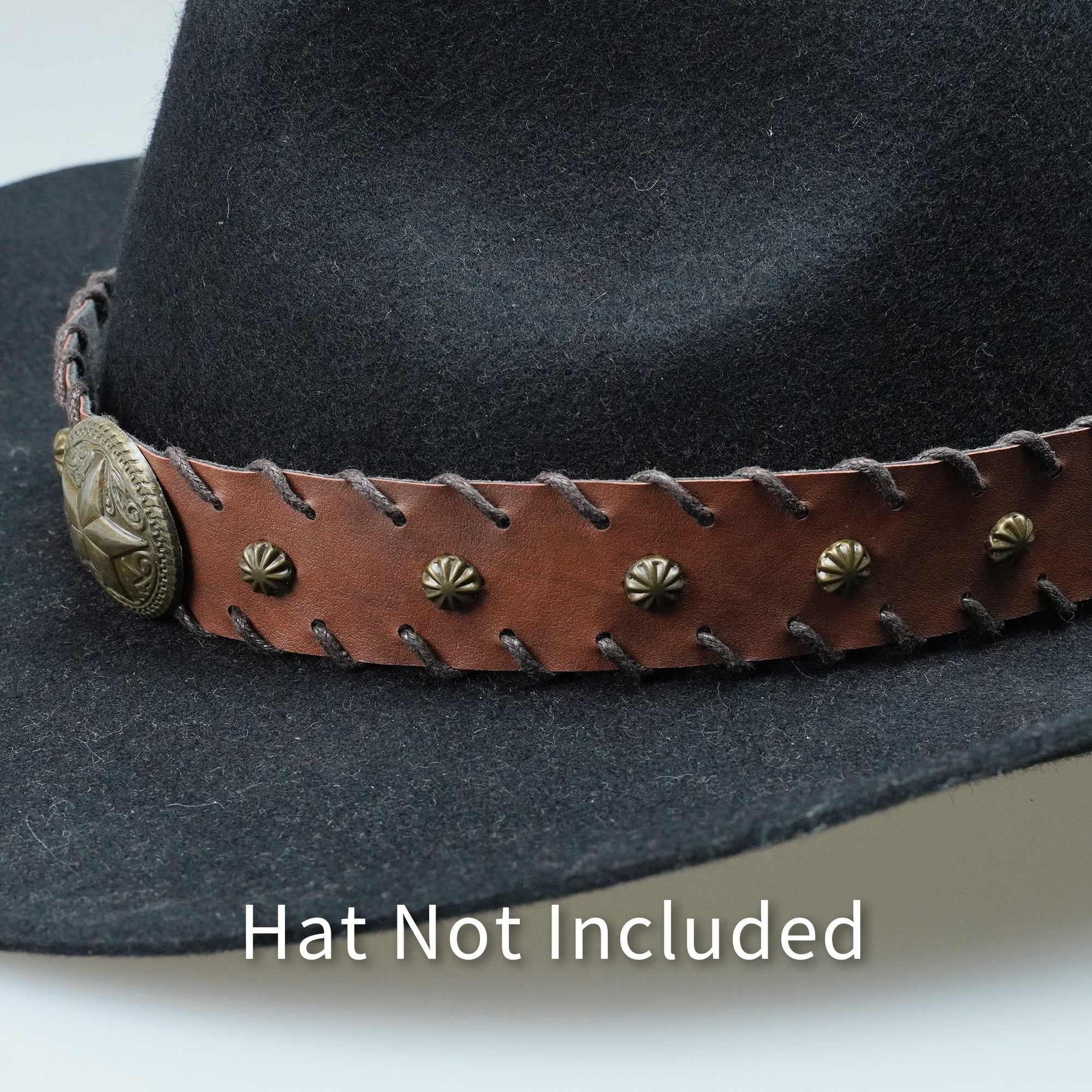 VINTAGE STAR METAL LEATHER HAT BAND