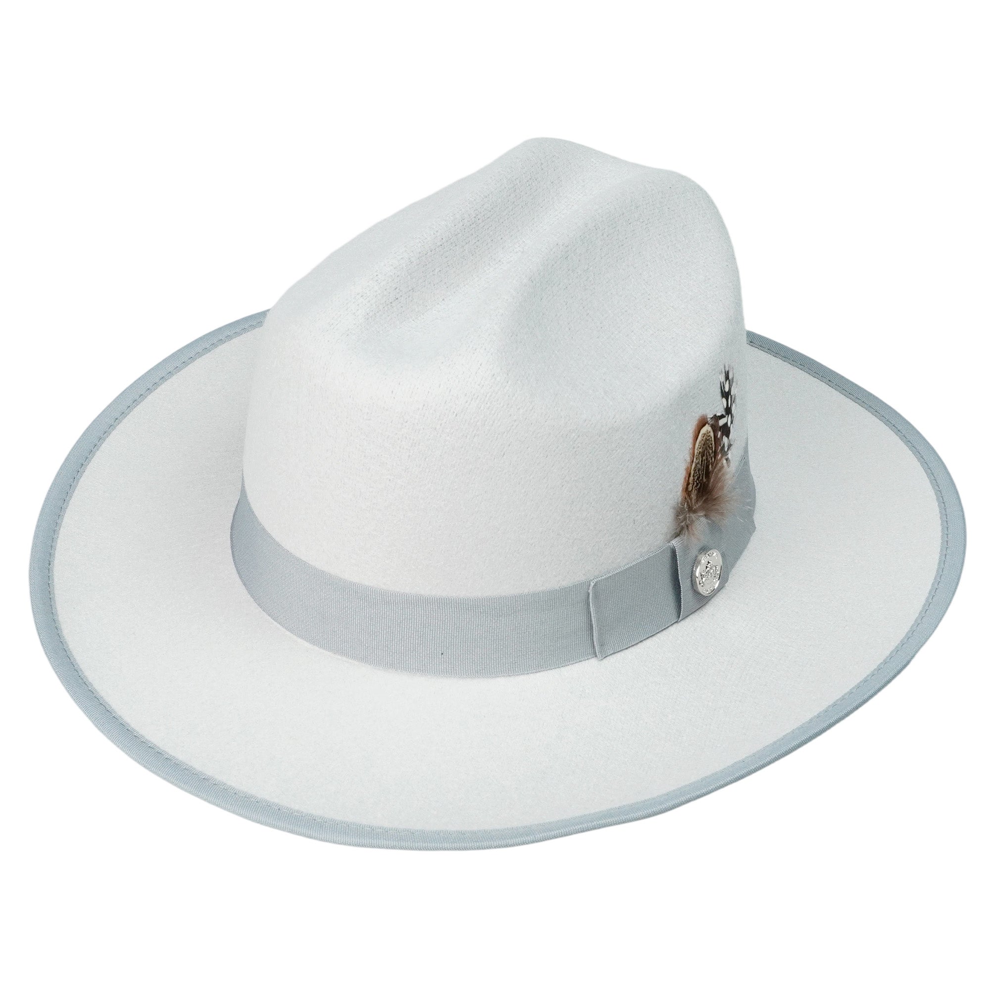Off-White Felt Cattleman Hat with Feather Band