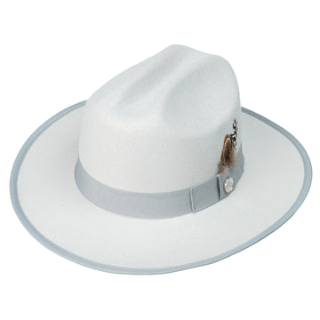 Off-White Felt Cattleman Hat with Feather Band