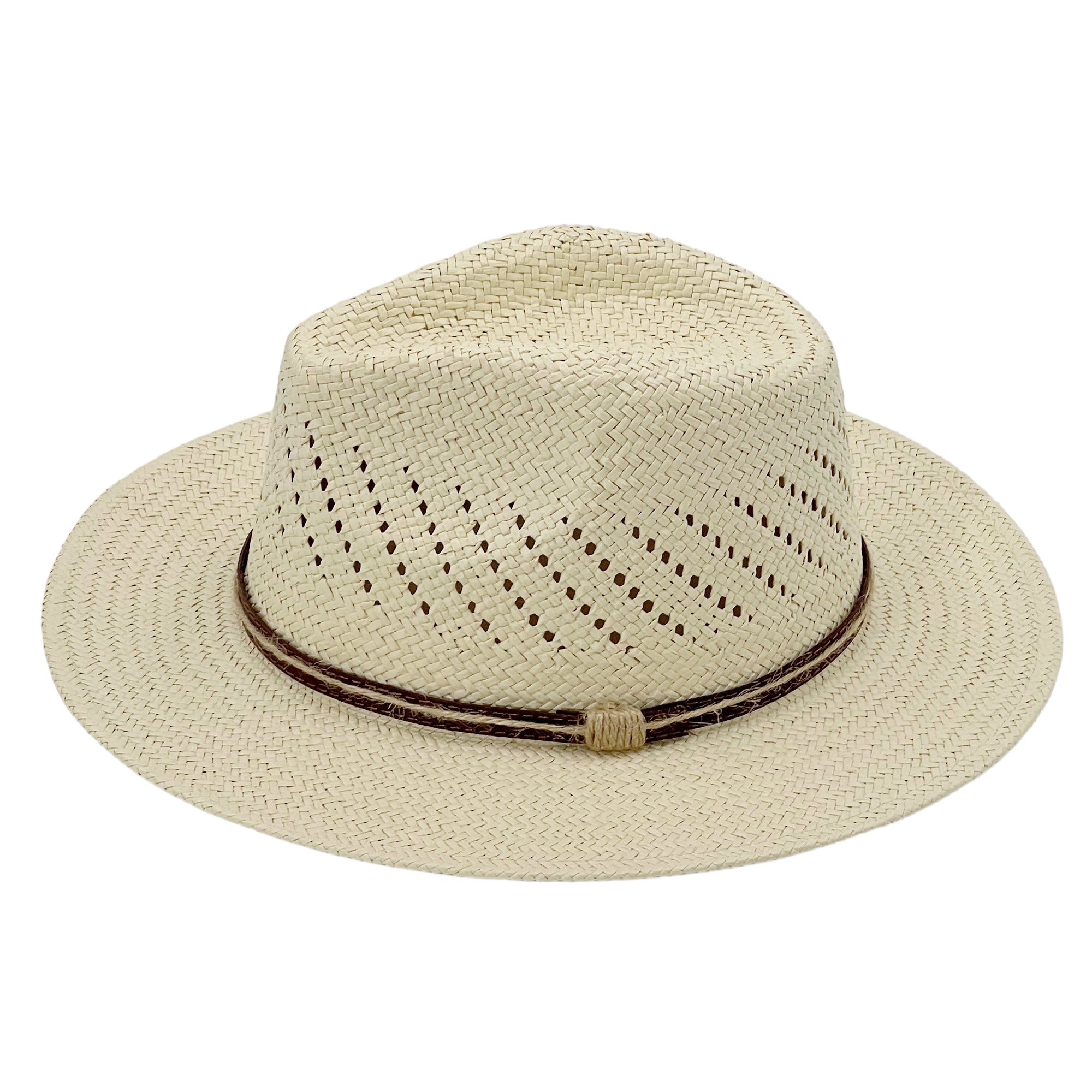 Straw Hat – Beige with Openwork Crown